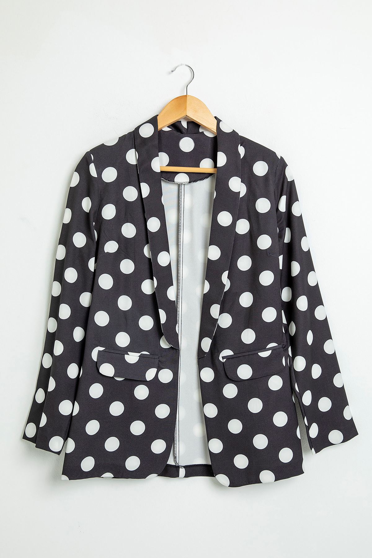 Puantiye Blazer Ceket-Siyah