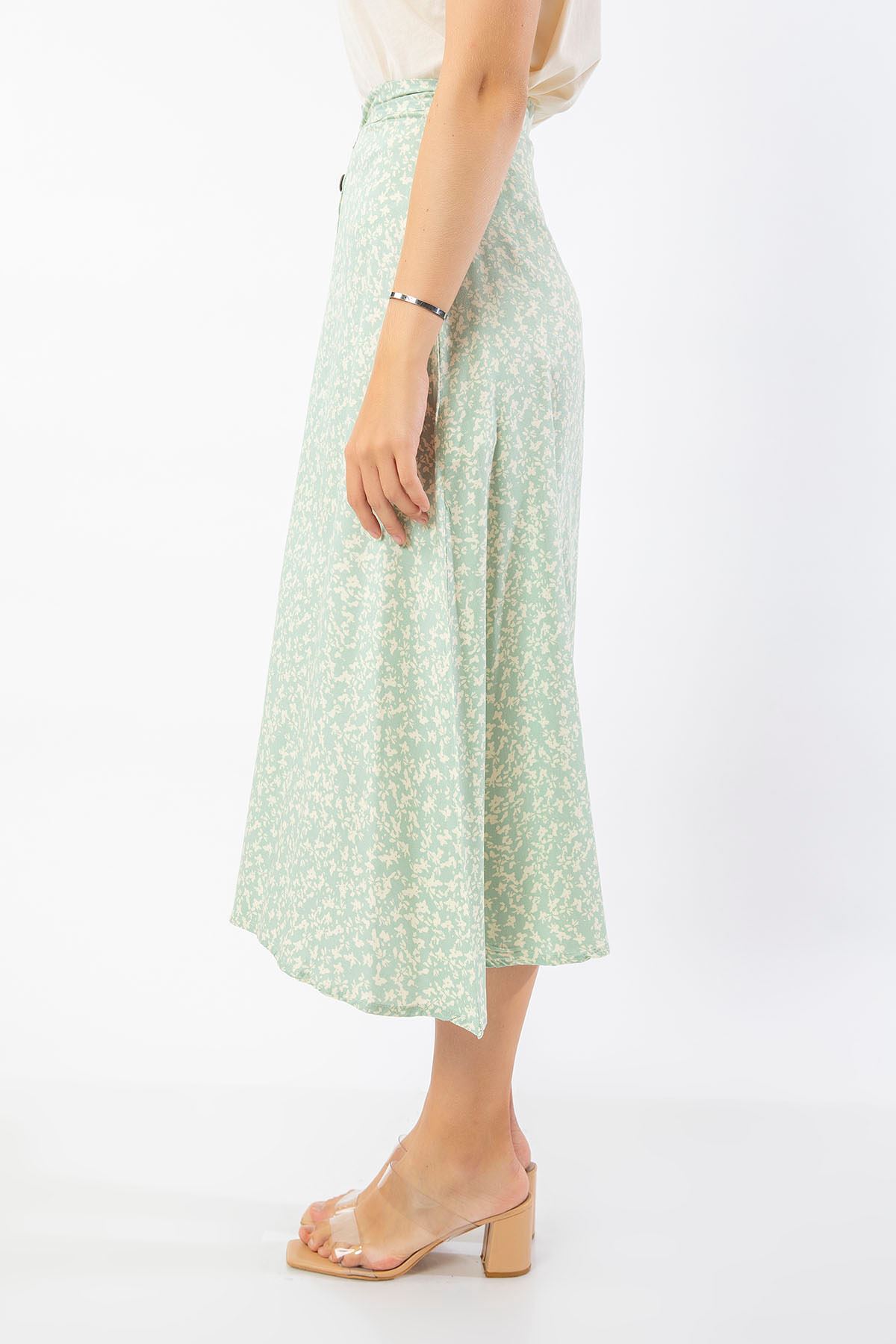 Çıtır Çiçek Desen Etek-Mint