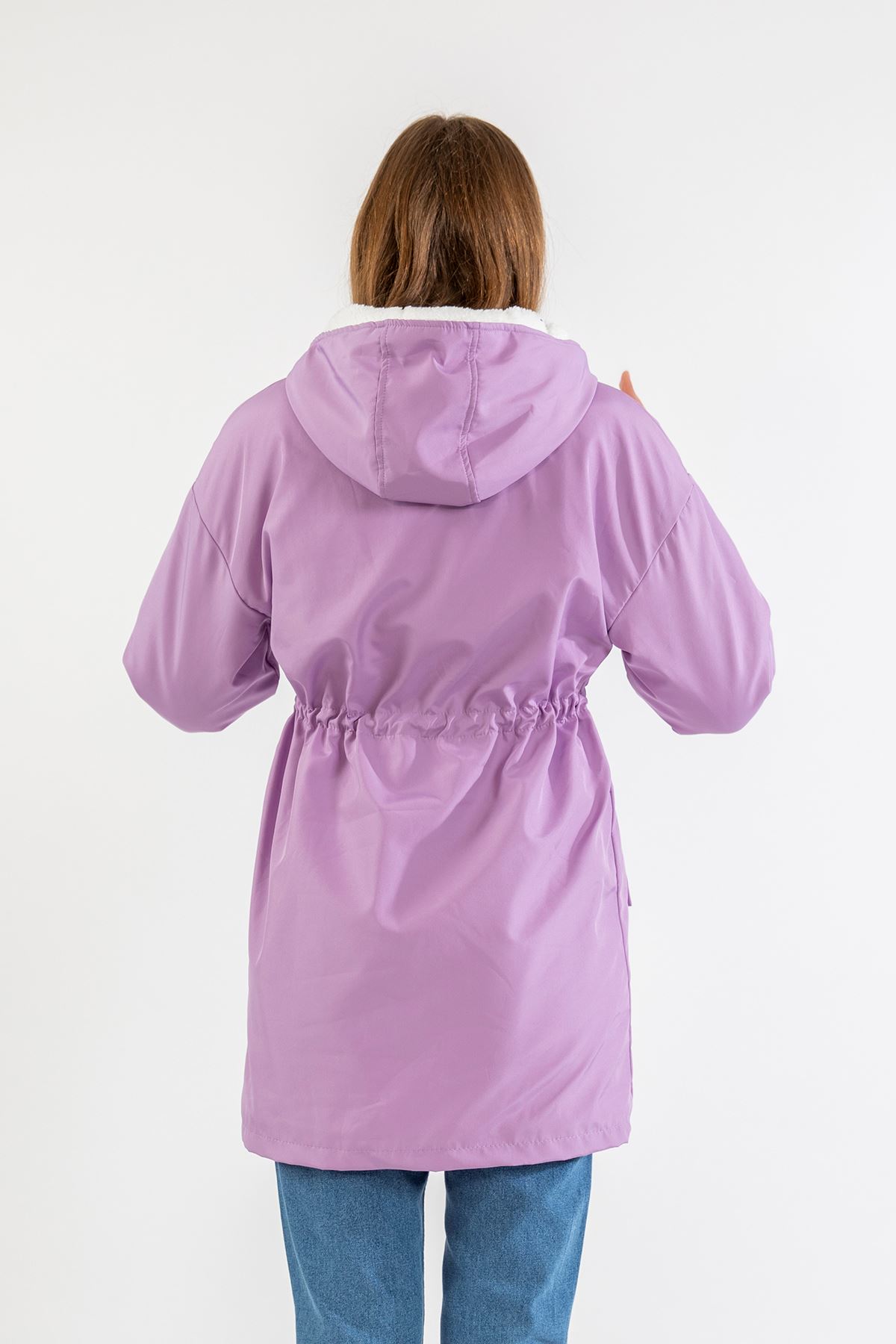 İçi Peluşlu Yağmurluk-Lila