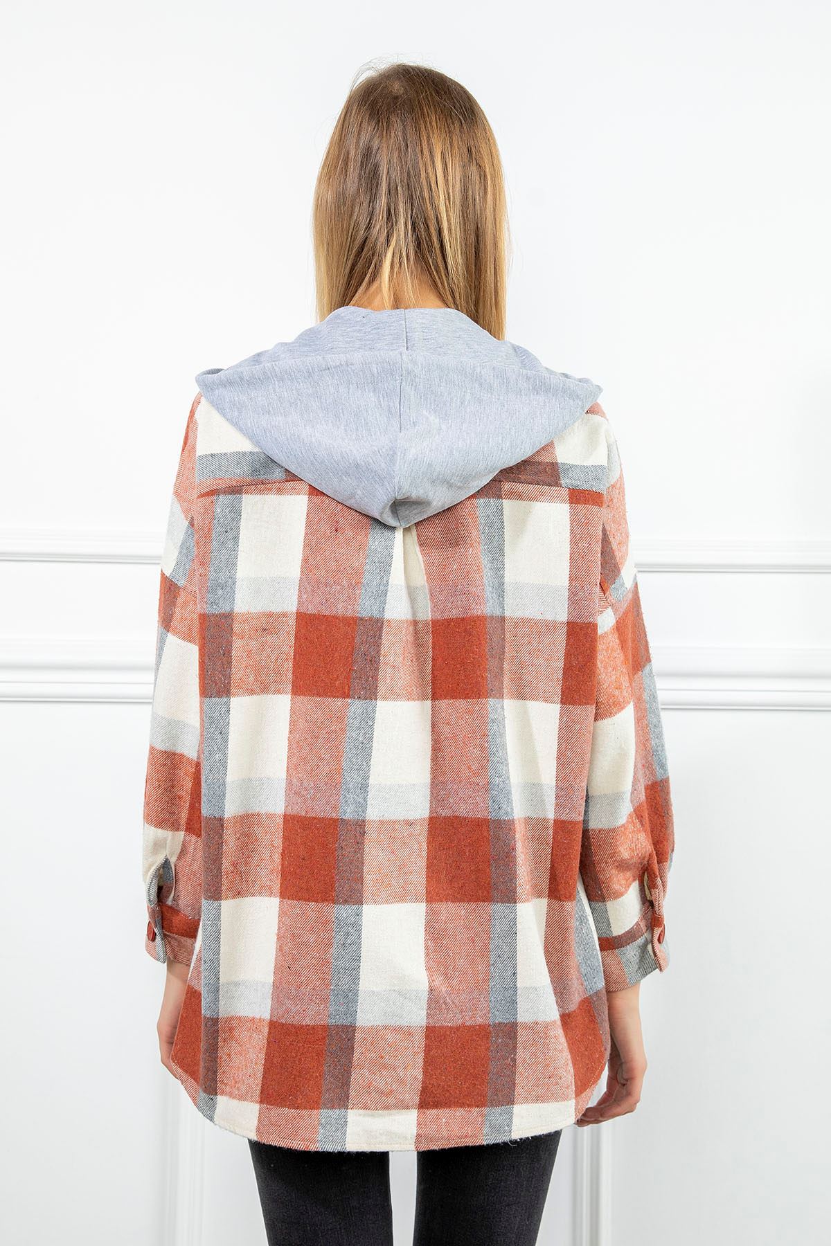 Kapşonlu Oduncu Gömlek-Kiremit