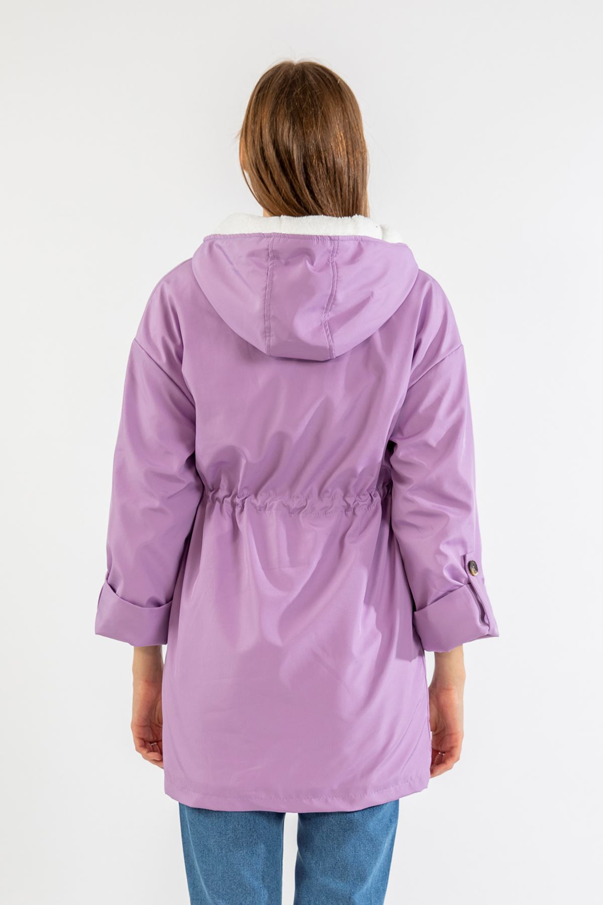 İçi Peluşlu Yağmurluk-Lila