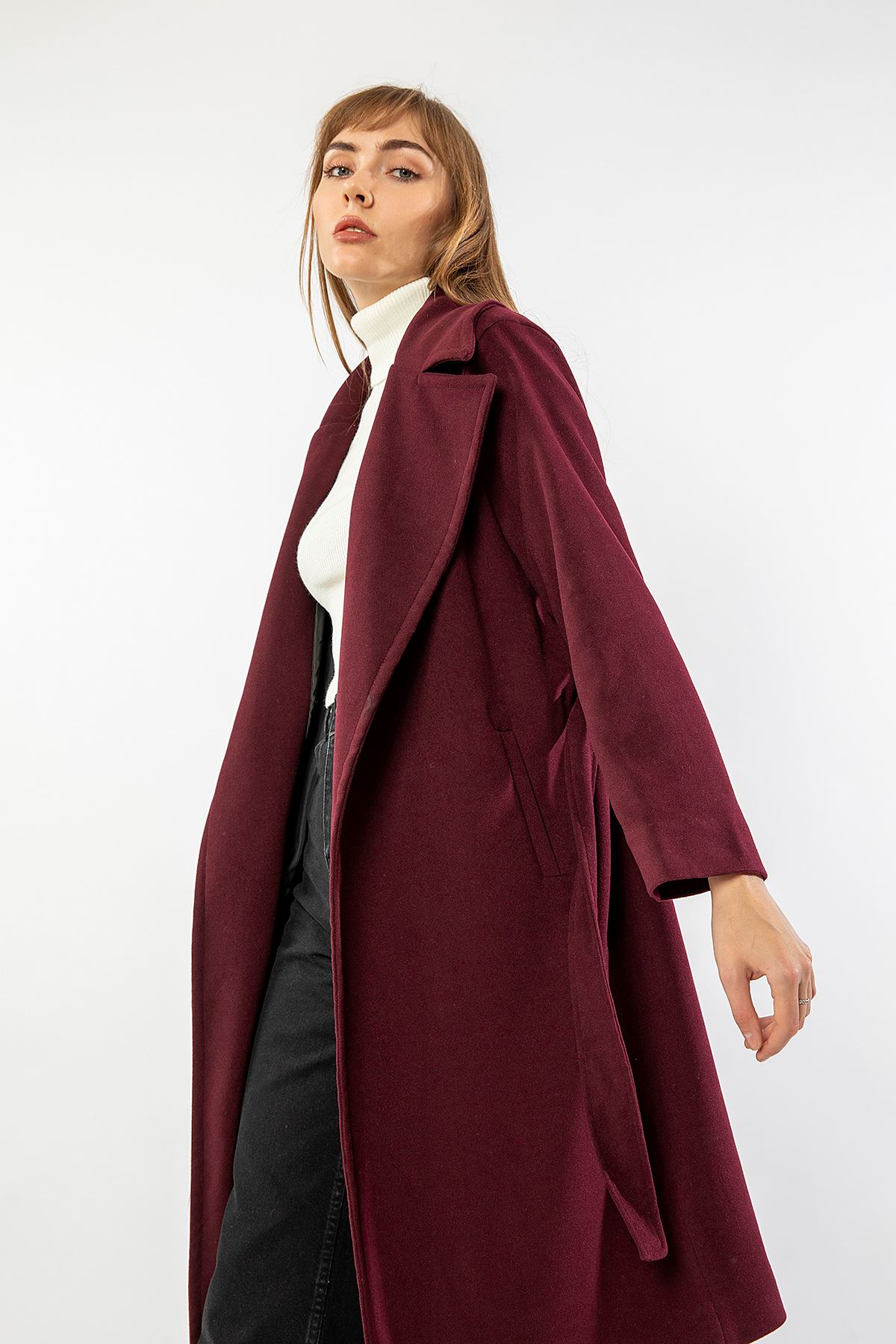 Kuşaklı Kaşe Kaban-Mürdüm