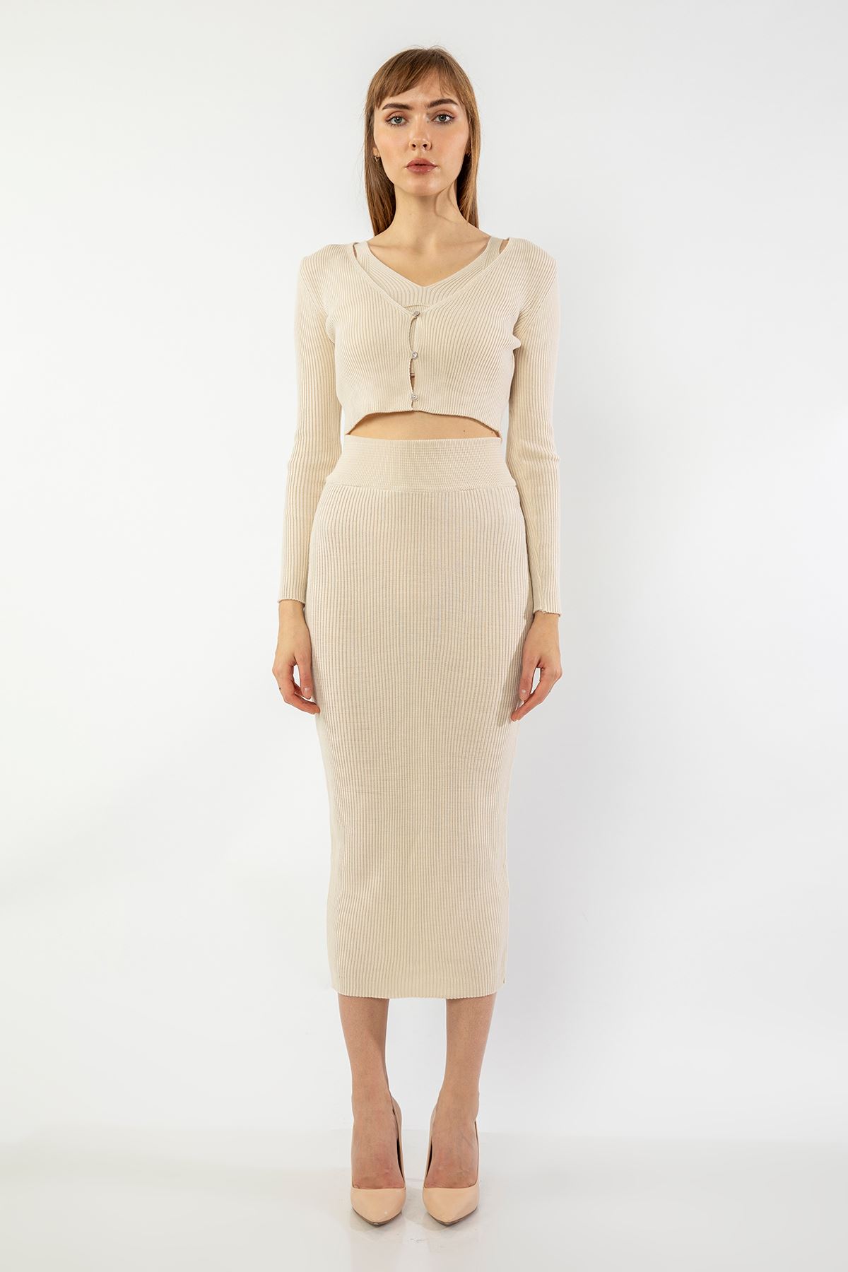 Triko Etek Takım-Ekru