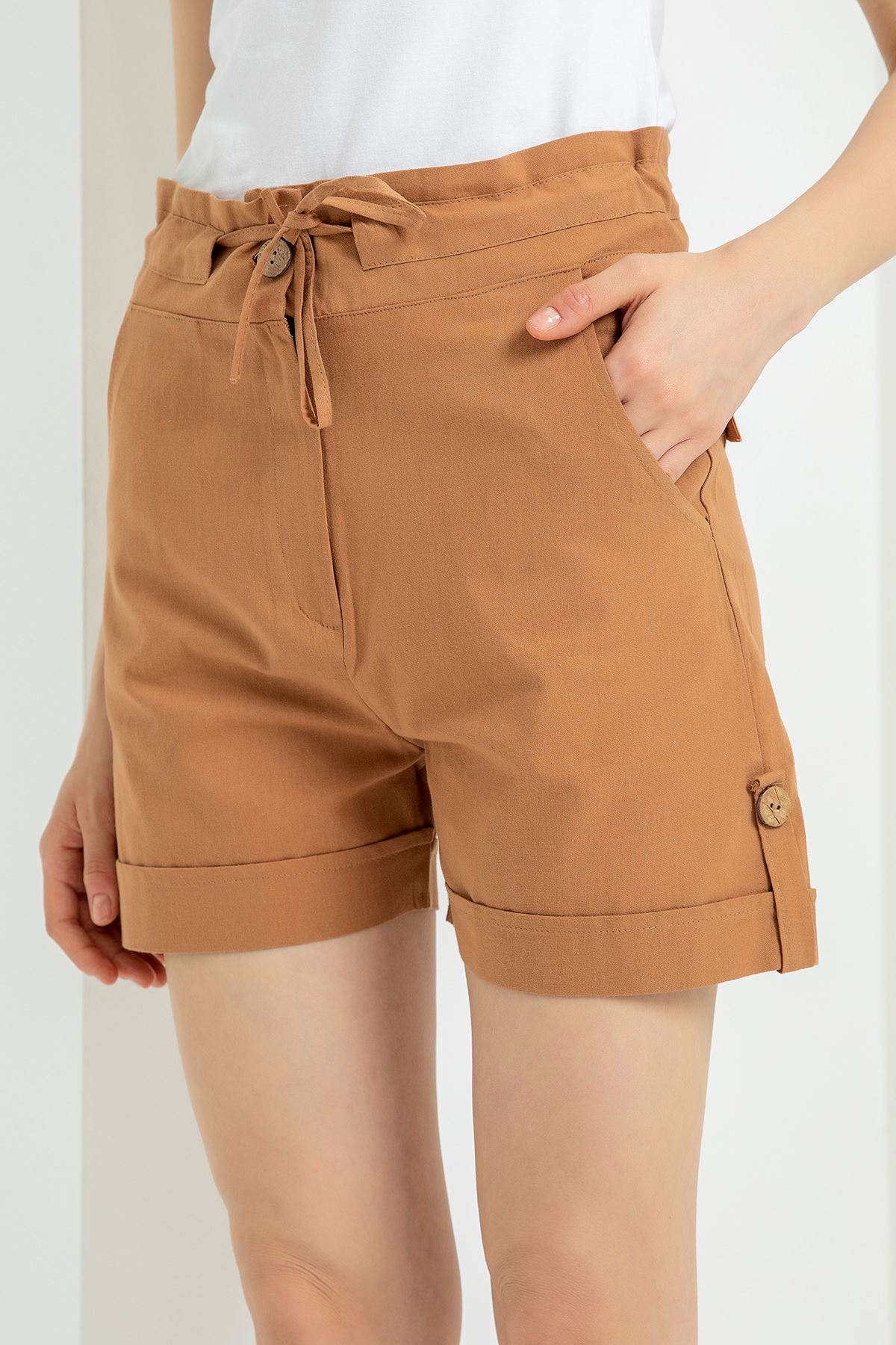 Safari Bağlamalı Şort-Kahve