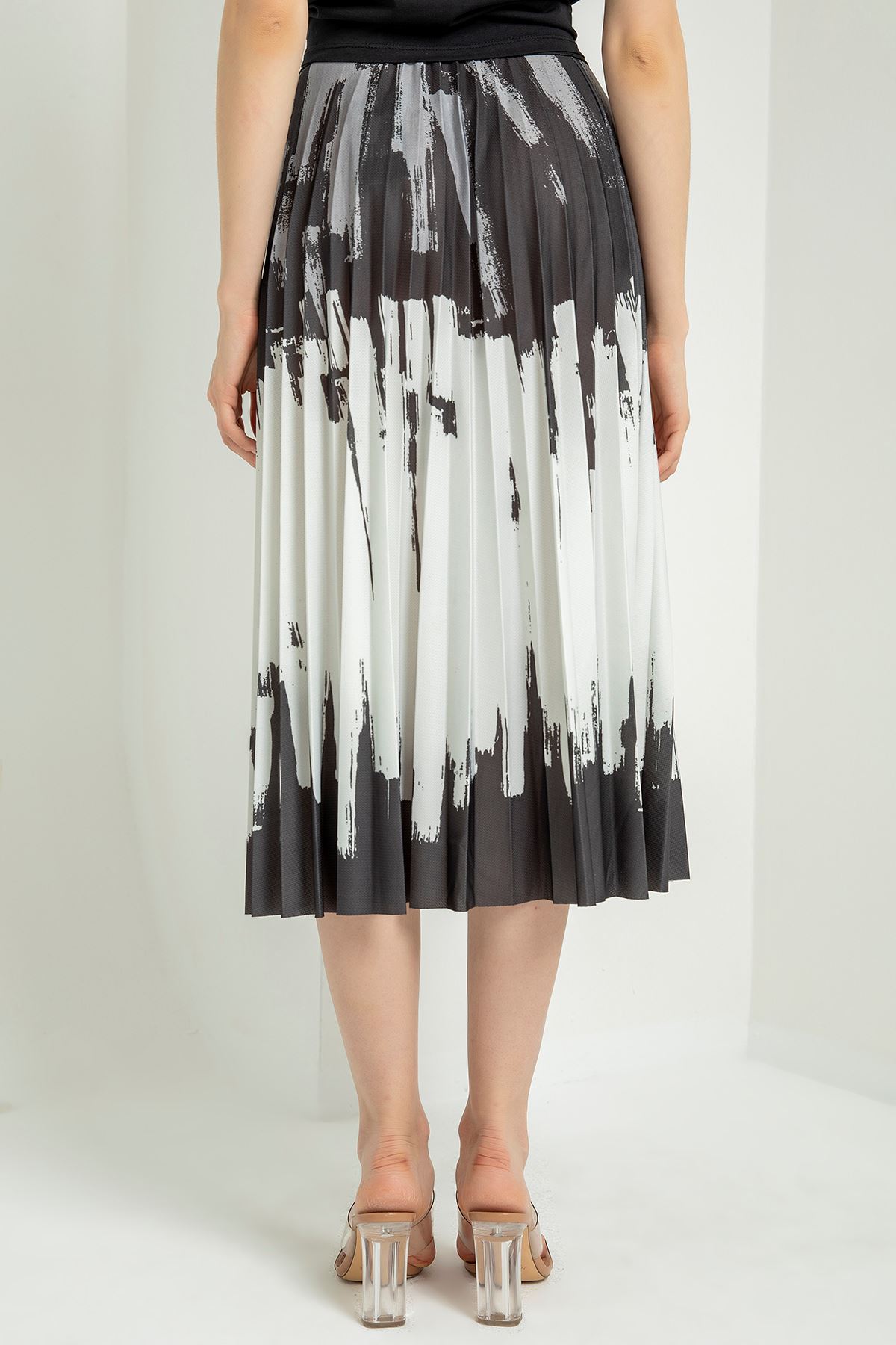 Baskılı Etek-Siyah