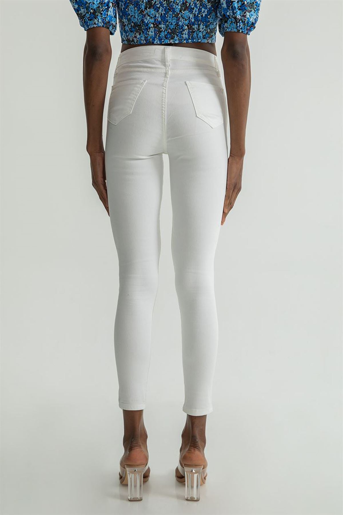Beyaz Skinny Jean Pantolon-Beyaz