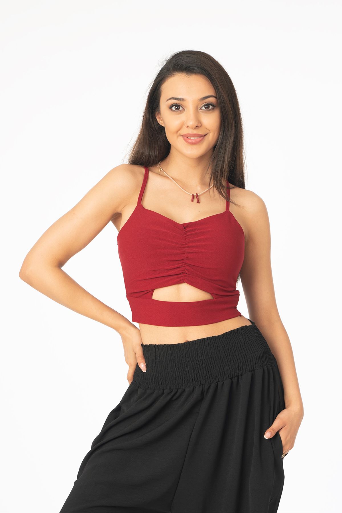 Dekolte Crop-Bordo