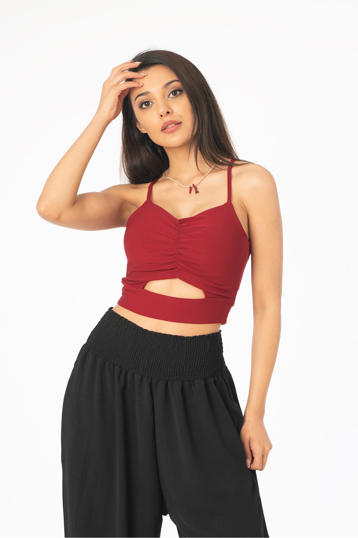 Dekolte Crop-Bordo