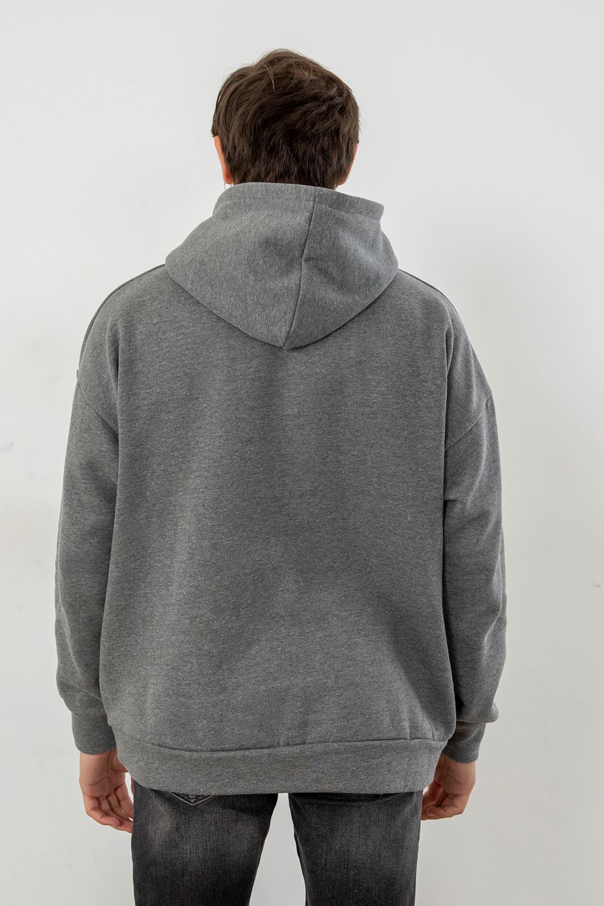 Kapşonlu Sweatshirt-Koyu Gri