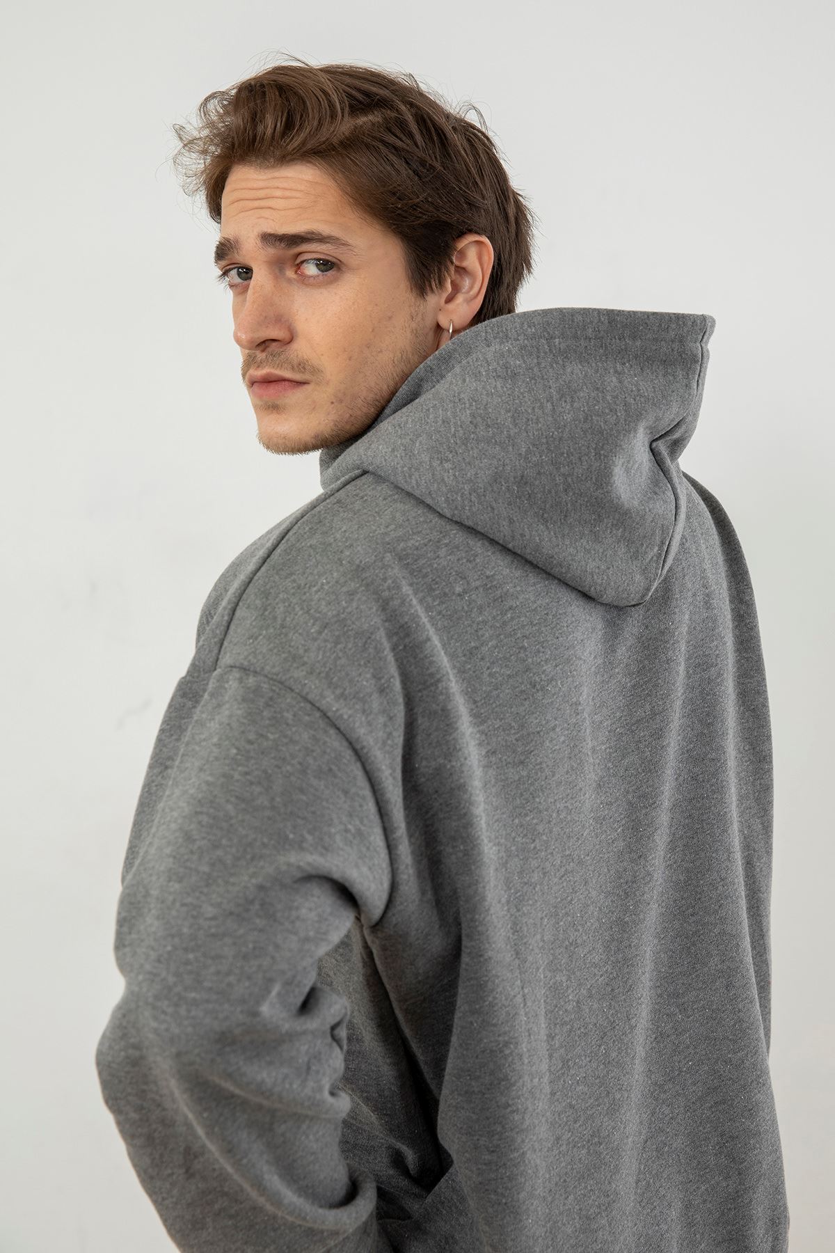 Kapşonlu Sweatshirt-Koyu Gri