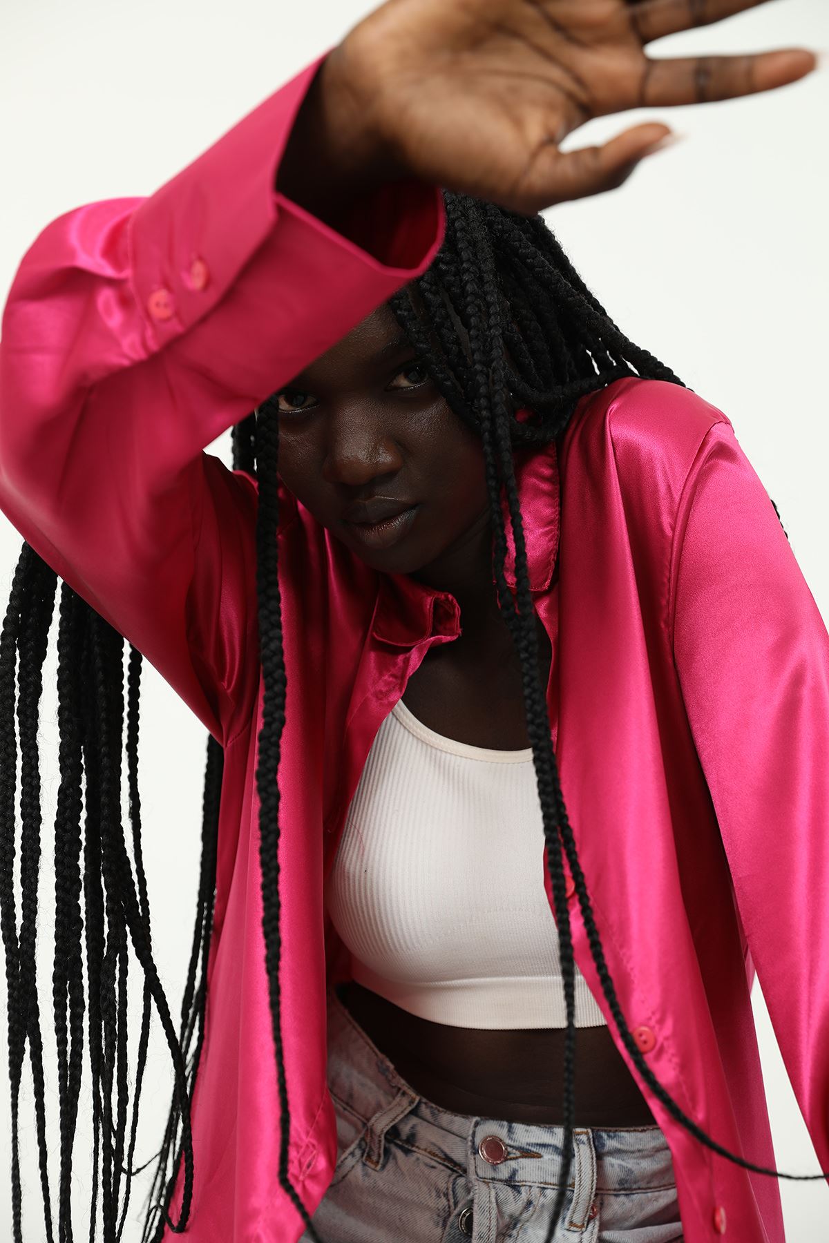 Saten Gömlek-Fuşya