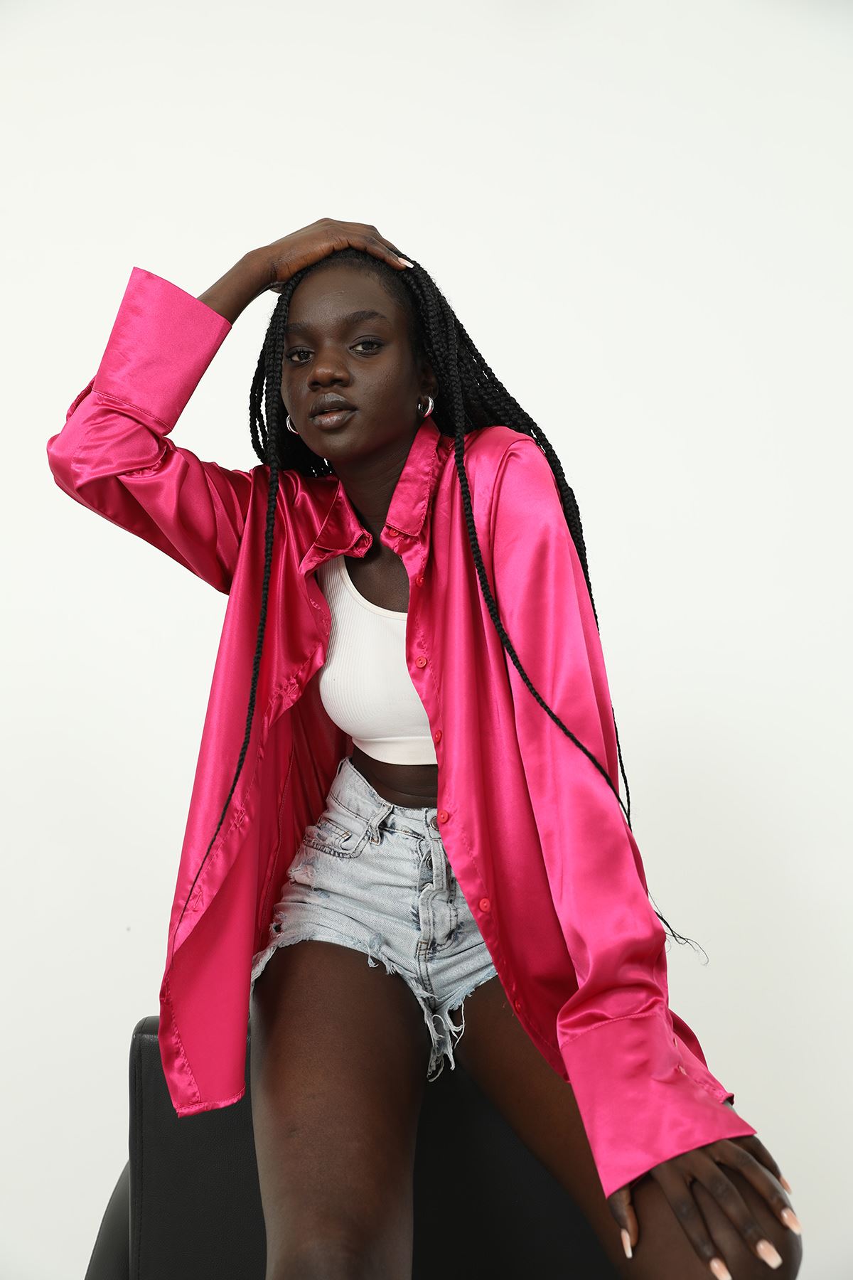 Saten Gömlek-Fuşya