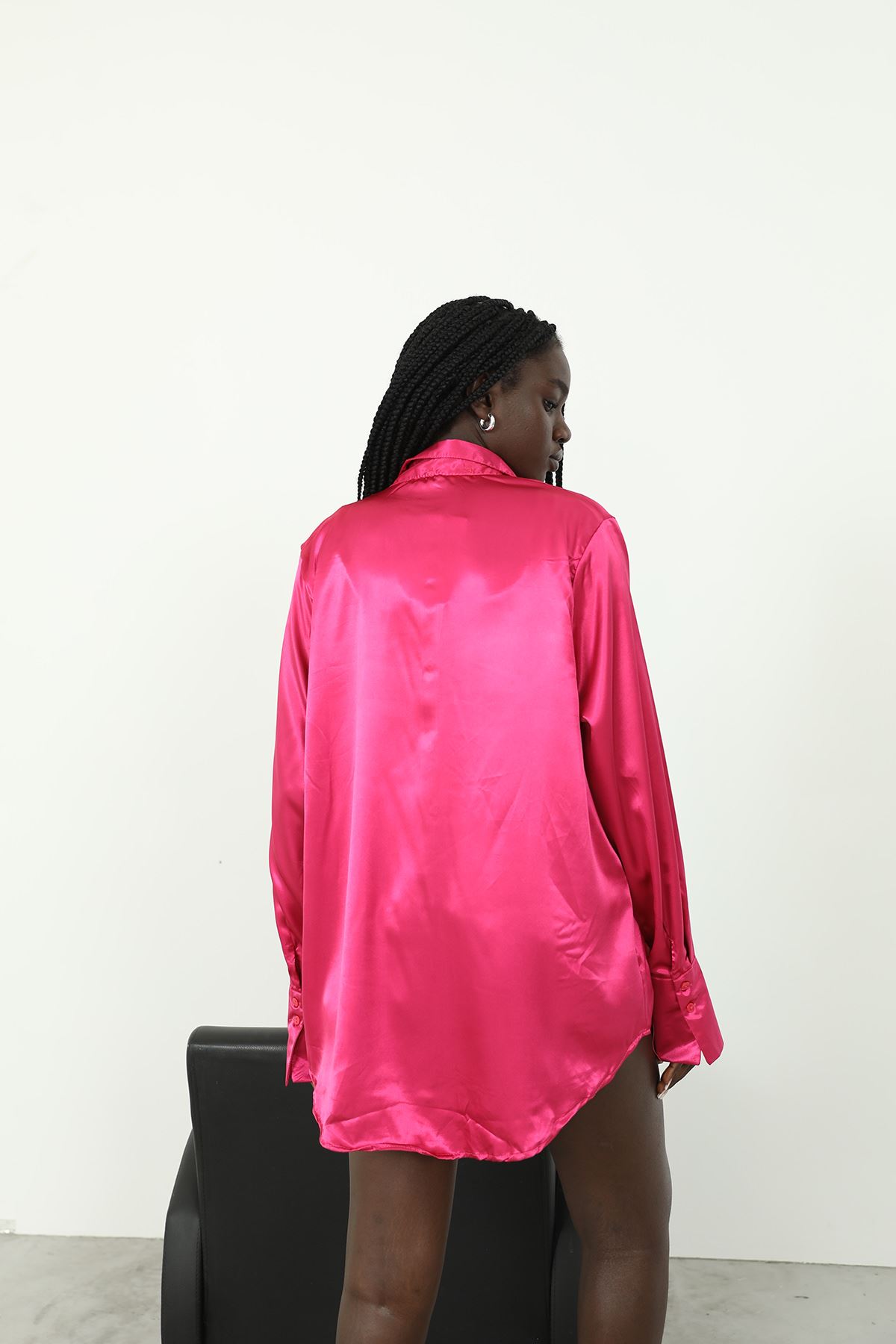 Saten Gömlek-Fuşya