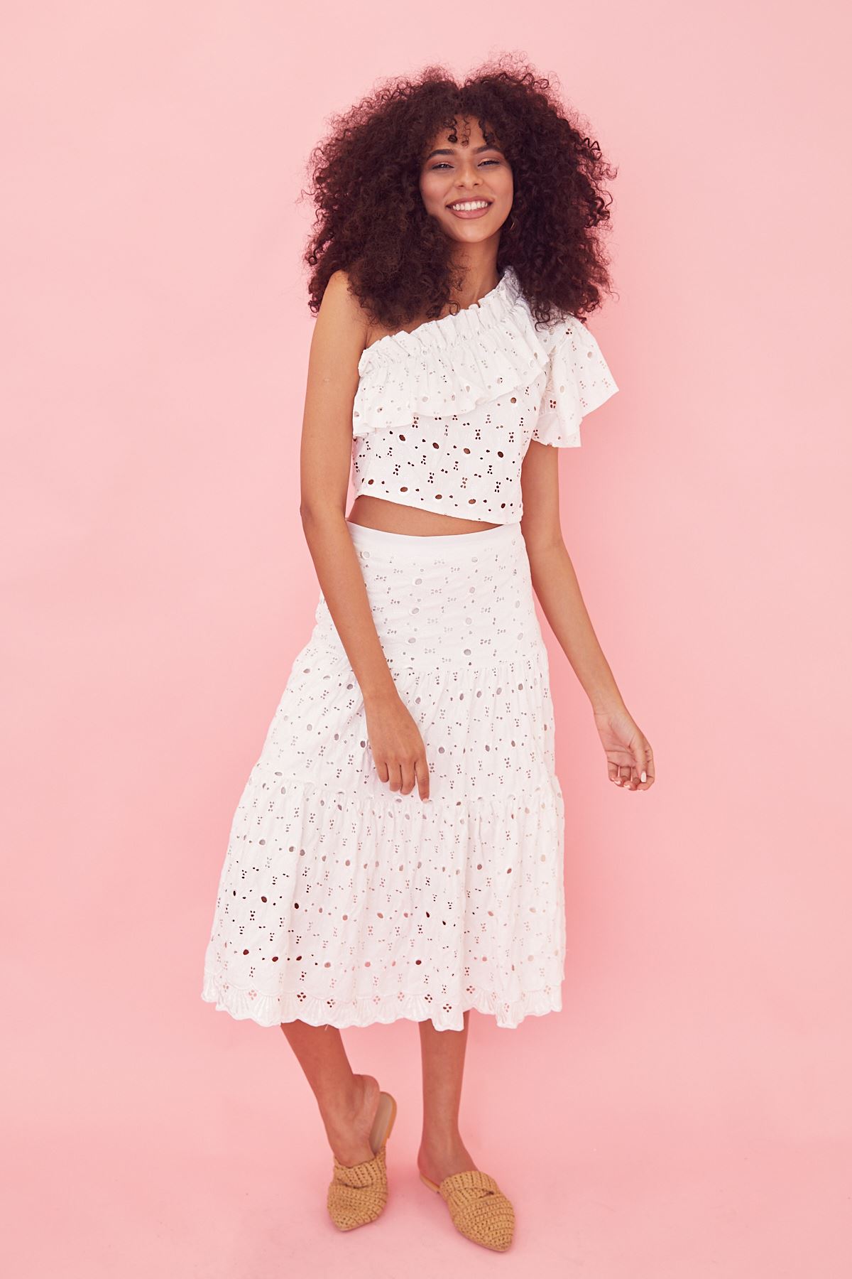 Fisto İşlemeli Etek Takım-Ekru