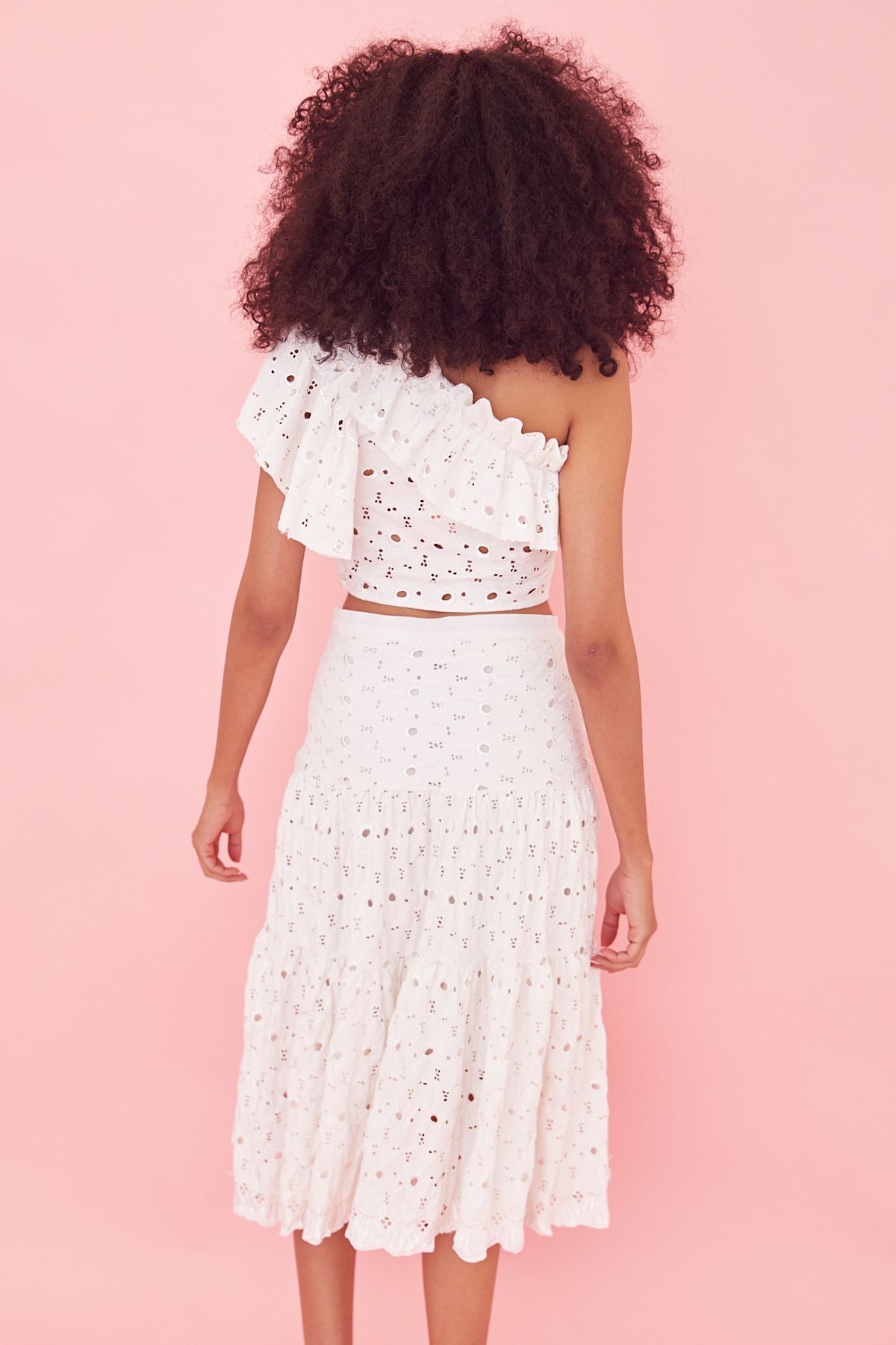 Fisto İşlemeli Etek Takım-Ekru