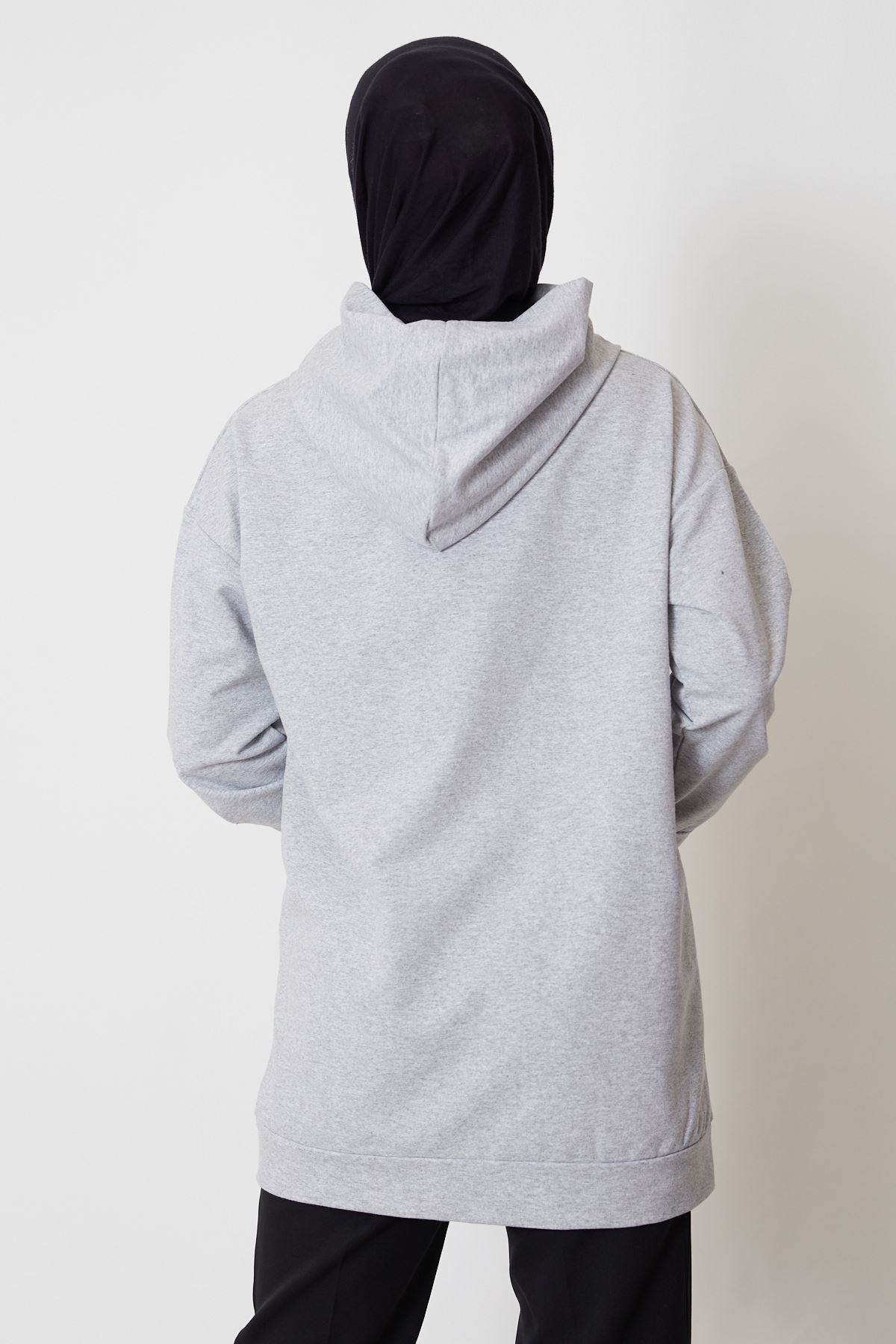 İki İplik Fermuarlı Sweatshirt-Gri