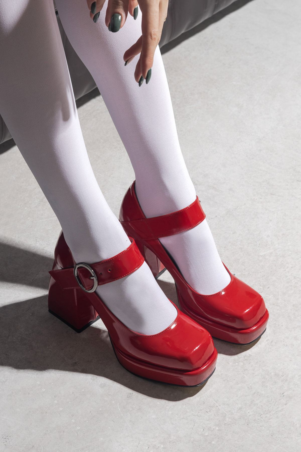 Rugan Topuklu Ayakkabı-Kırmızı