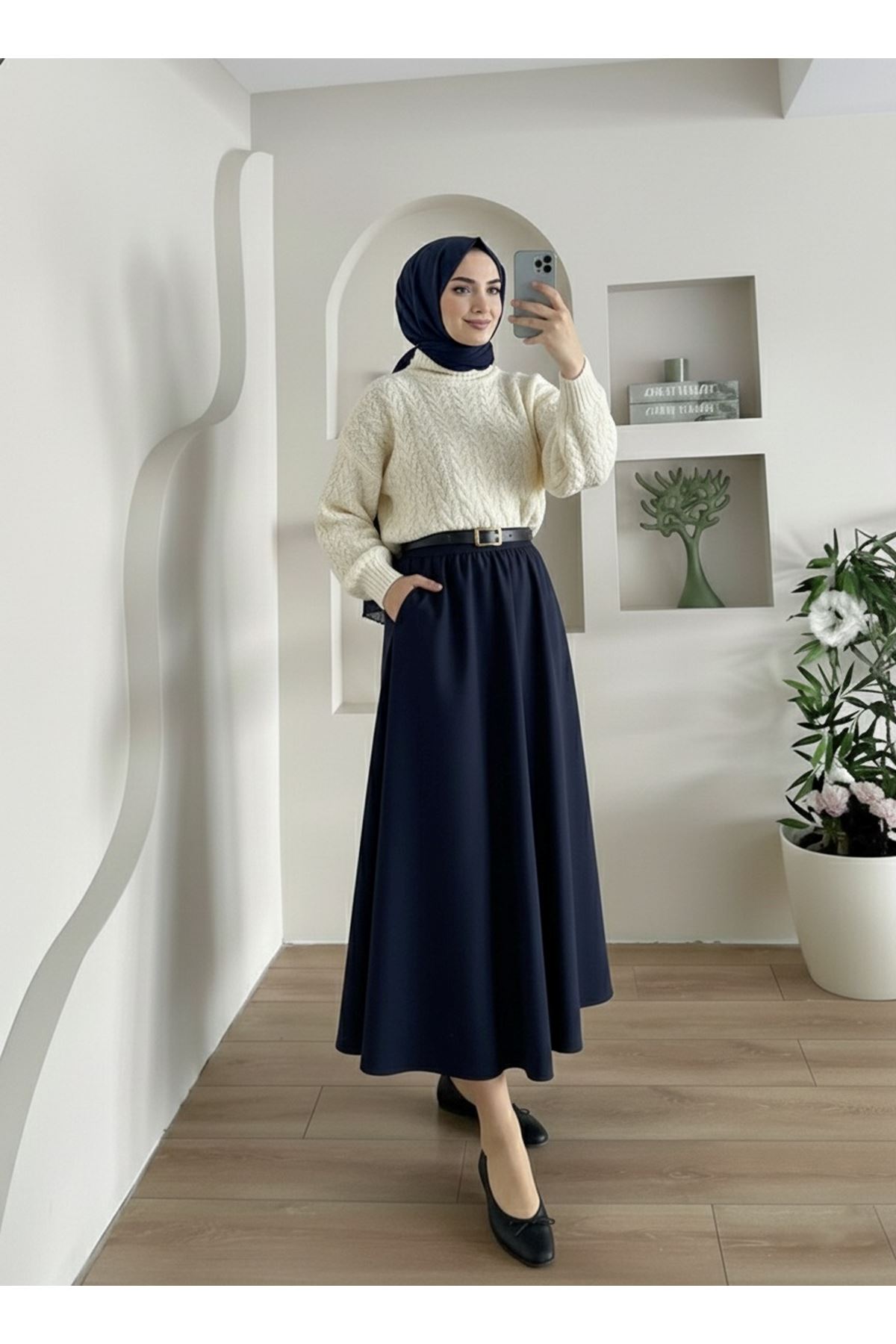 Kemer Detay Cepli Etek-Lacivert