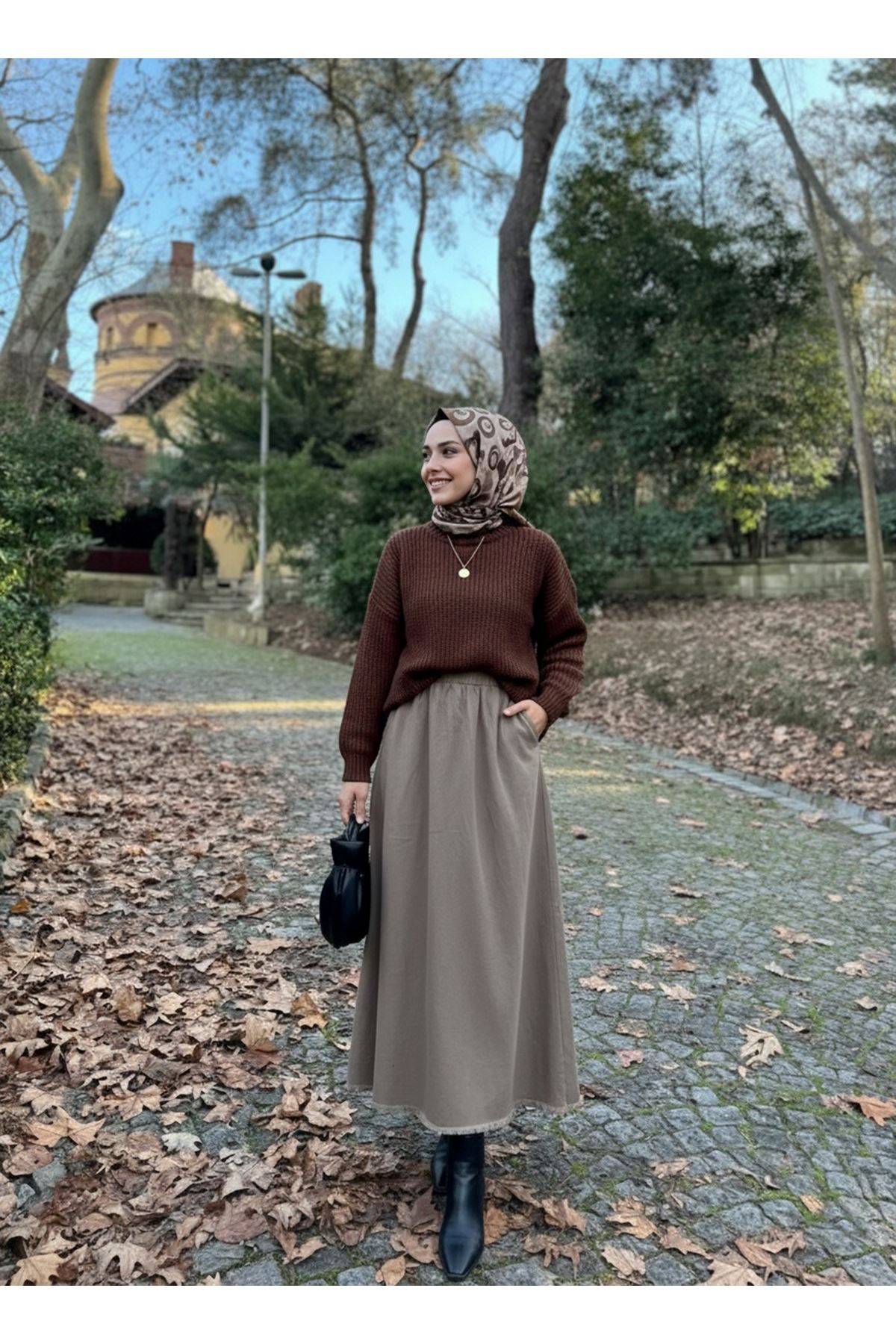 Cepli Bel Lastikli Etek-Vizon