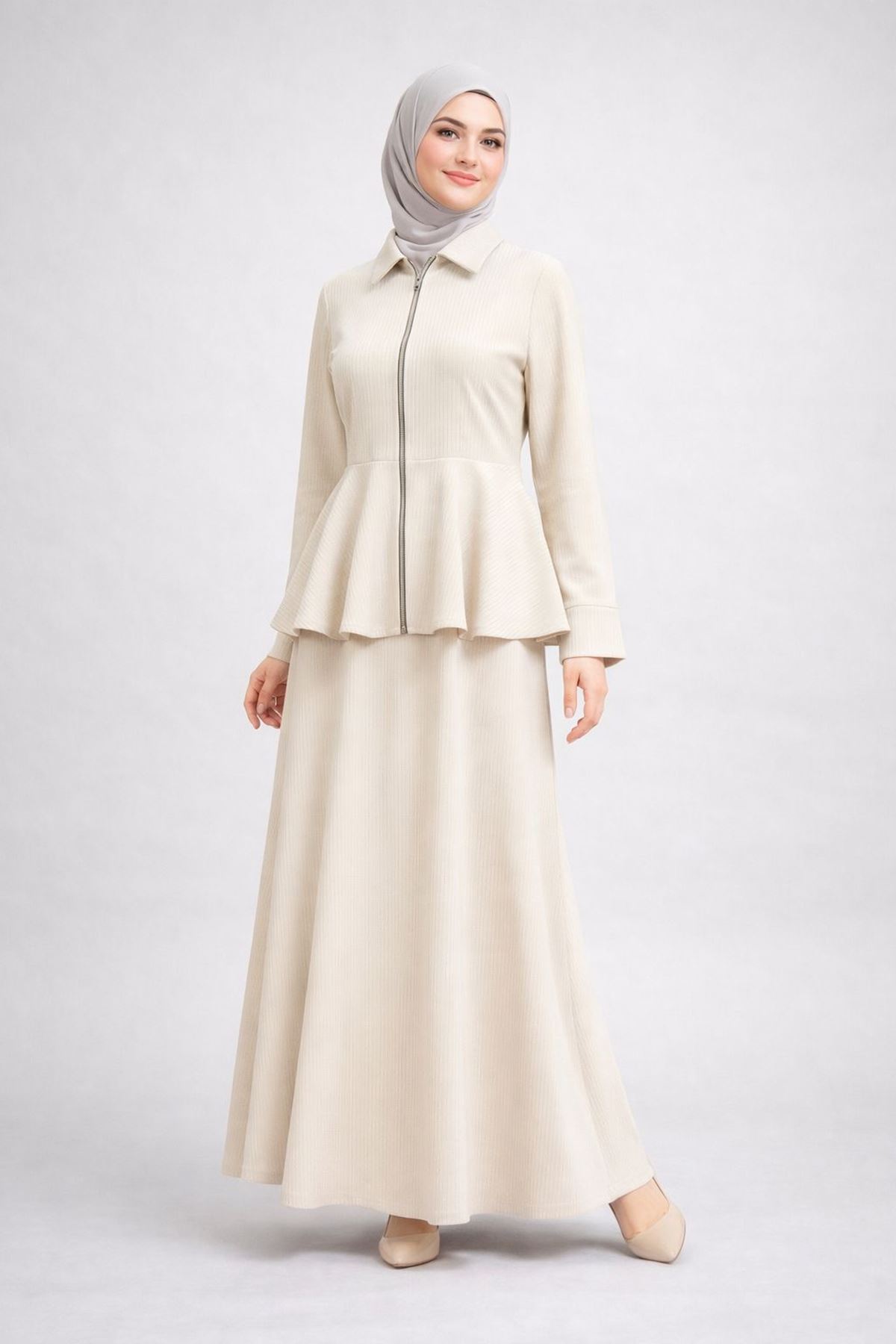 Fermuarlı Eteği Volan Takım-Taş