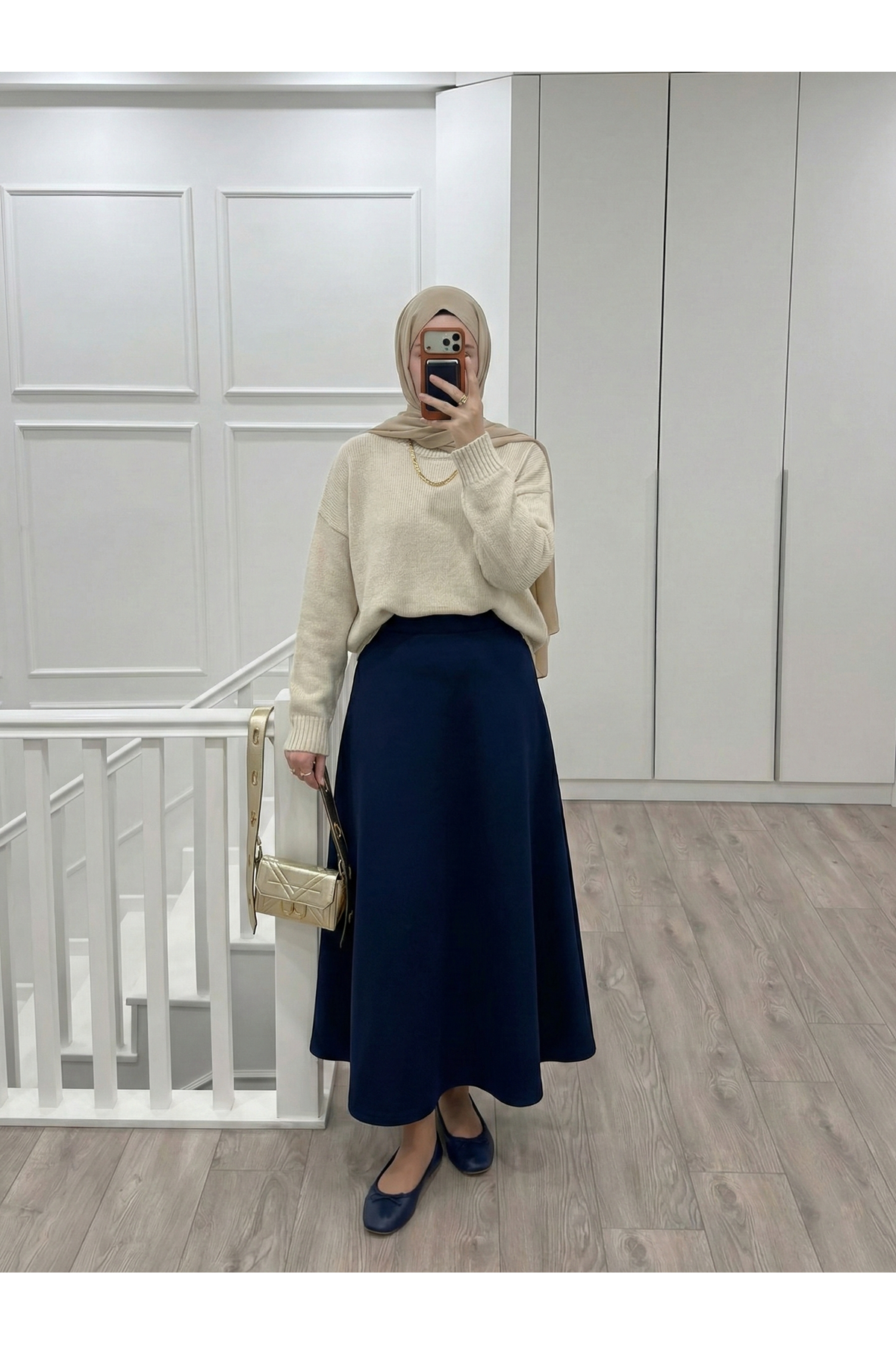 Scuba Verev Etek-Lacivert