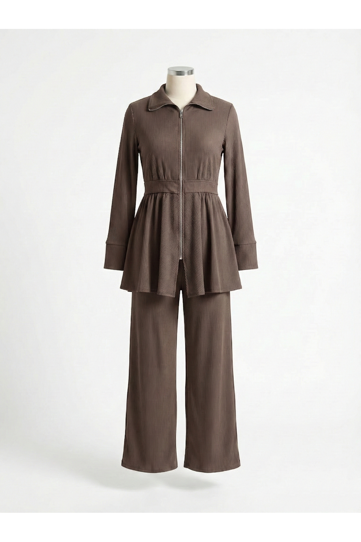 Fermuarlı Bel Hareket Detay Takım-Vizon