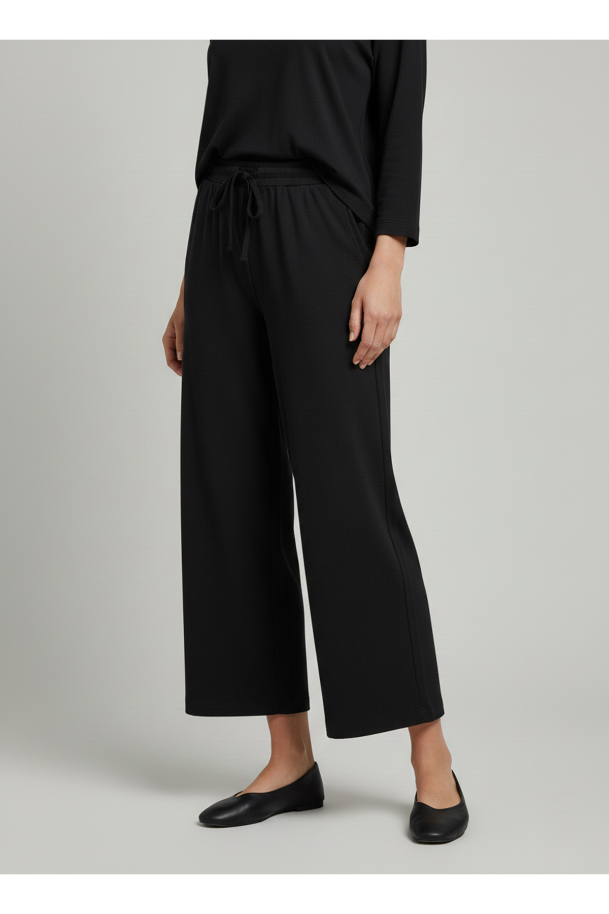 Cepli İp Detay Pantolon-Siyah