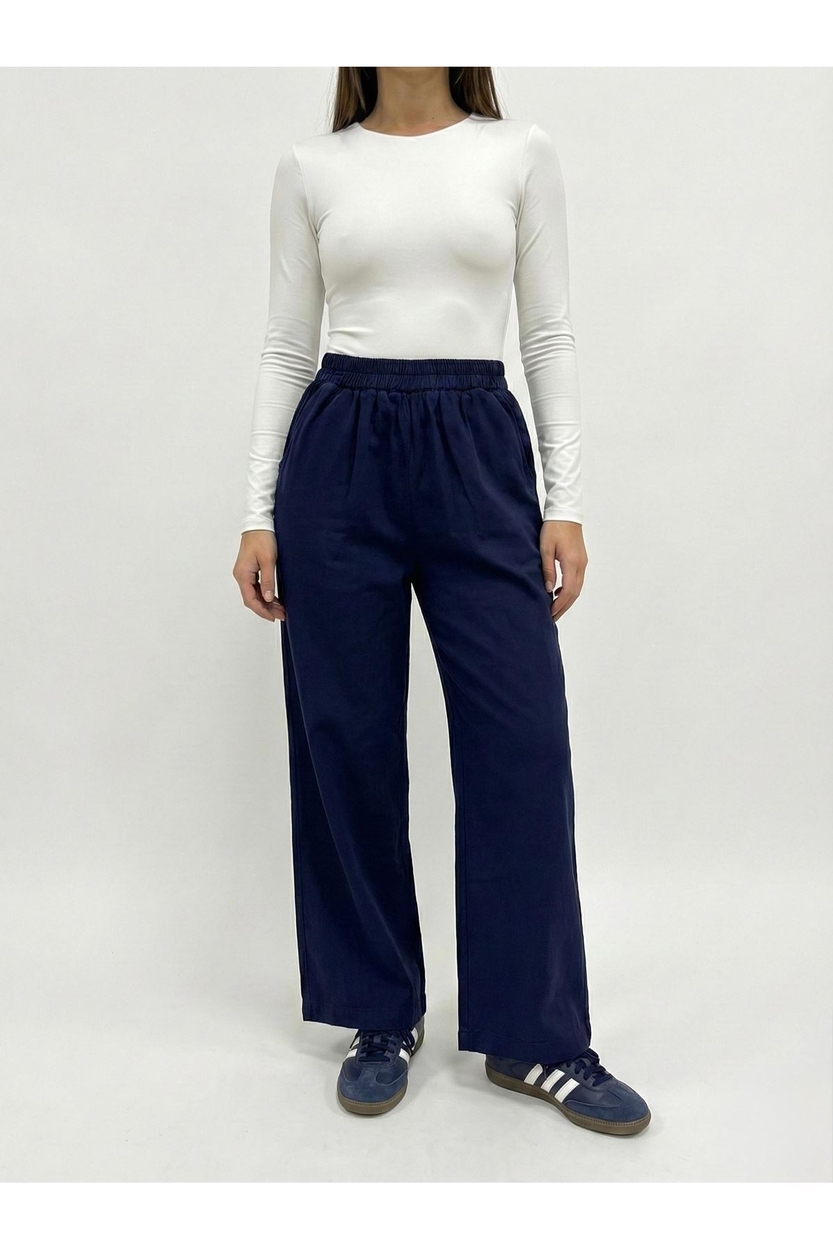 Cep Detay Pantolon-Lacivert