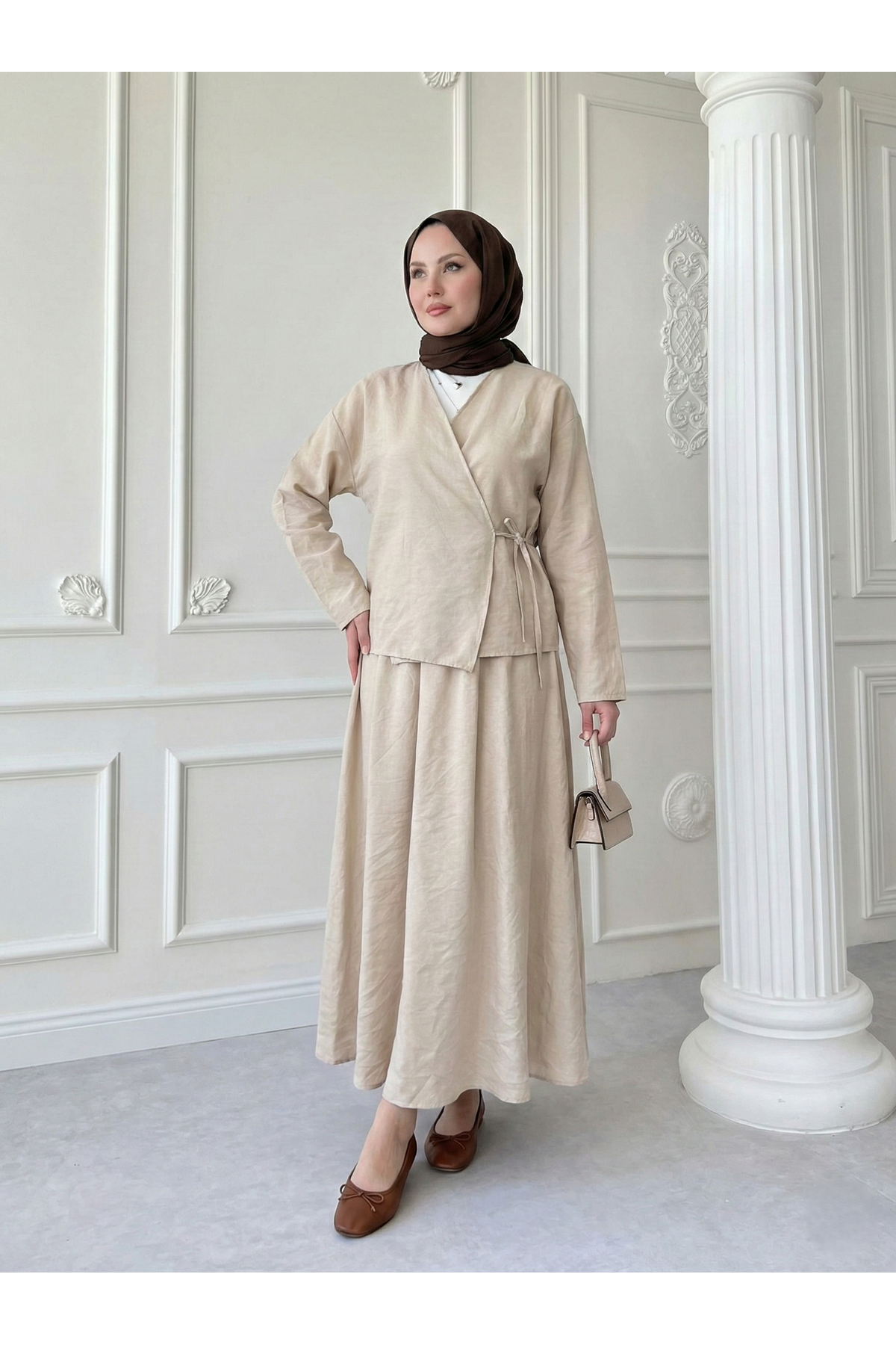 Yandan Bağlamalı Etekli Takım-Taş