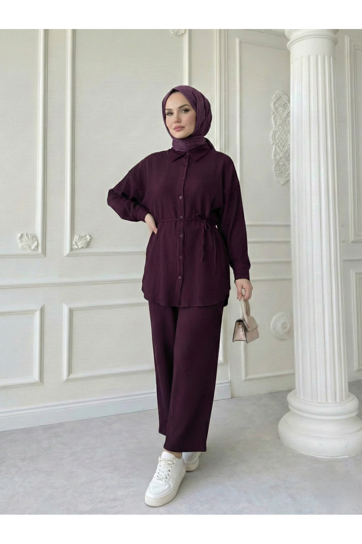 Pantolonlu Takım-Bordo