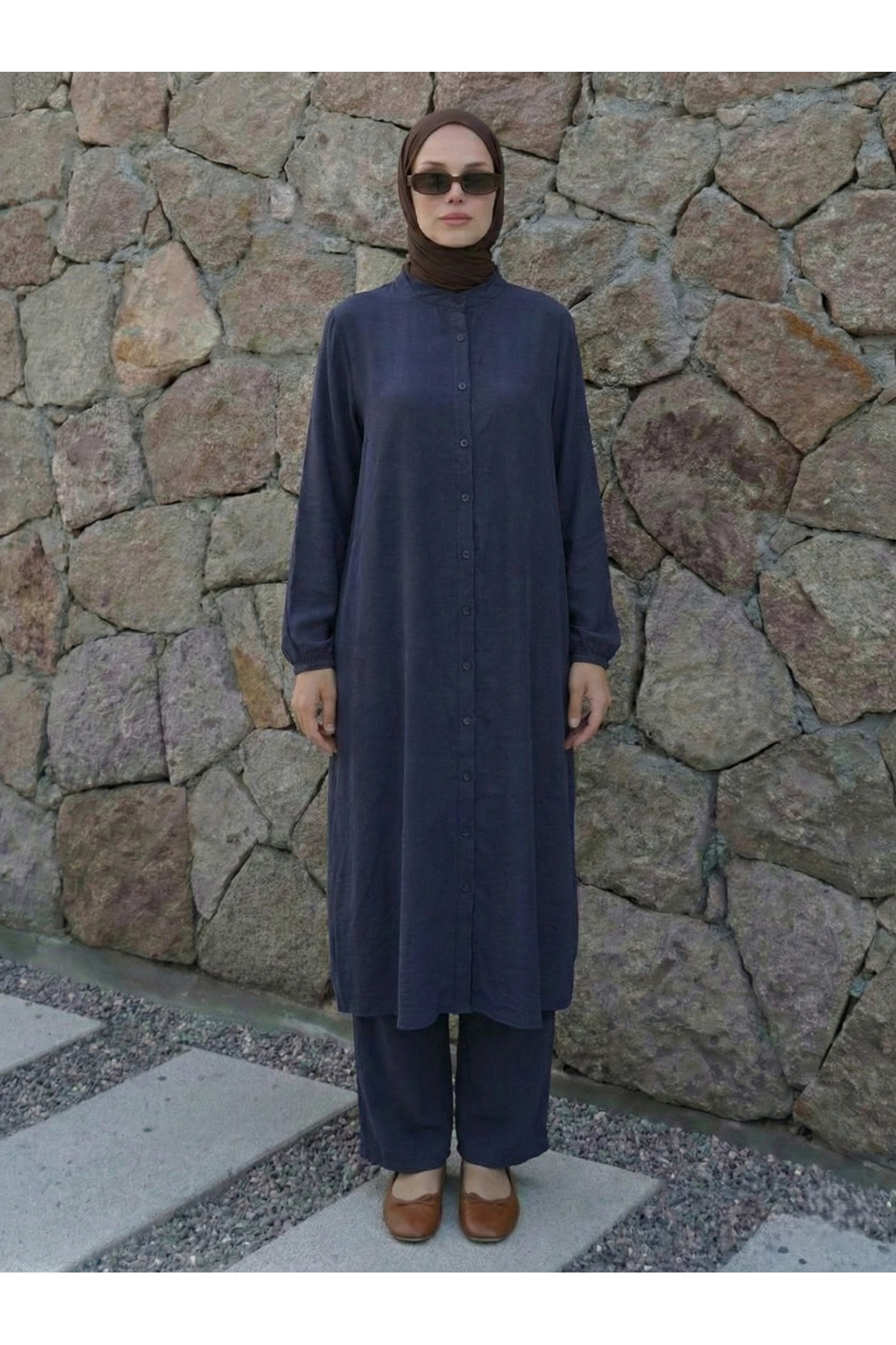 Hakim Yaka Uzun Pantolonlu Takım-Lacivert