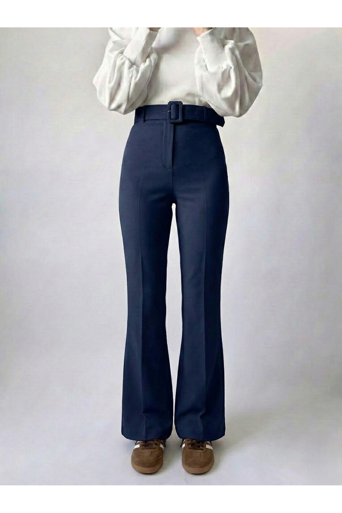 İspanyol Paça Dabıl Pantolon-Lacivert