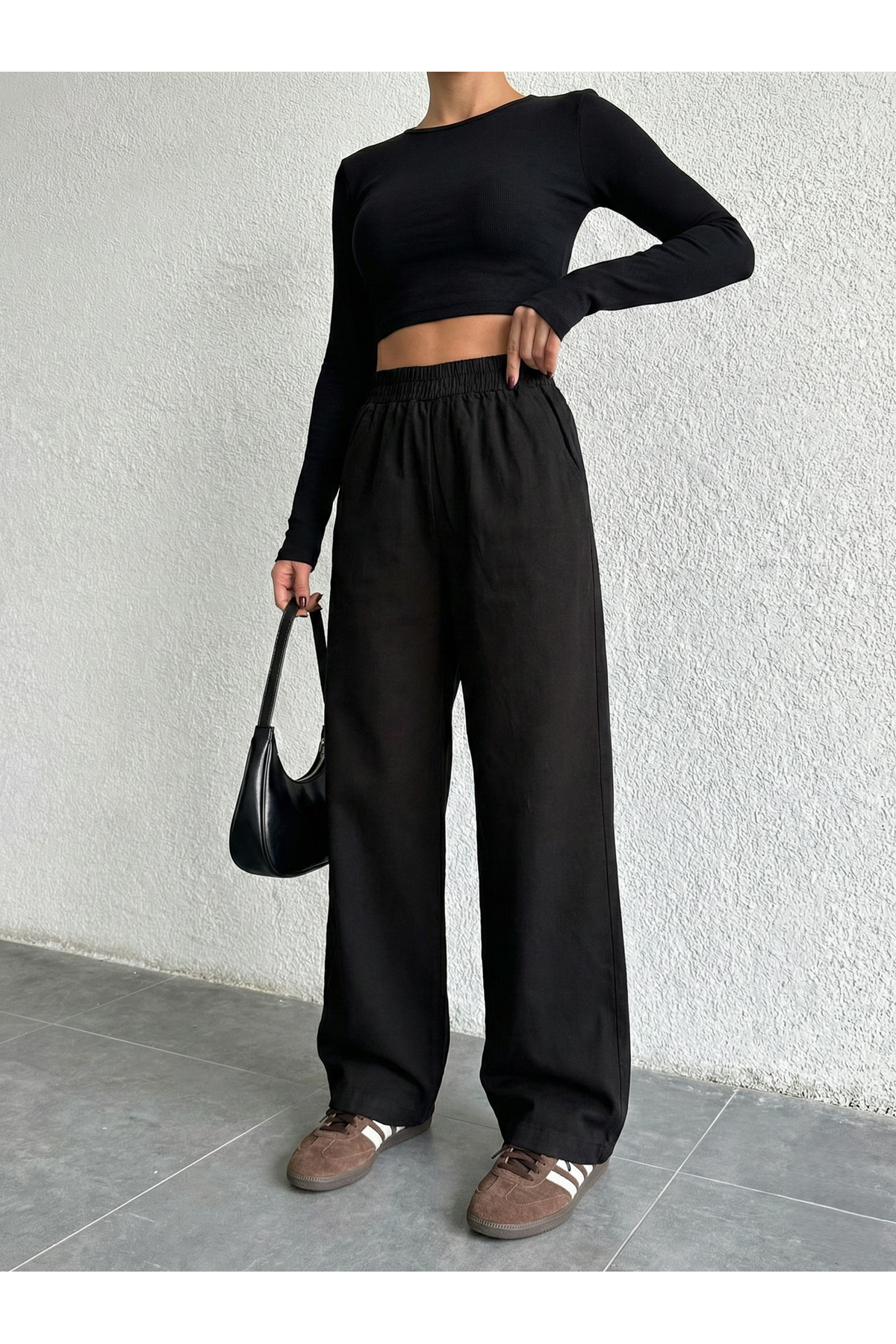 Cep Detay Pantolon-Siyah