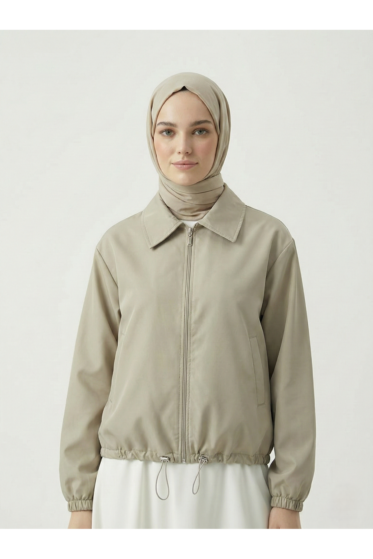 Flota Cep Fermuar Detay Trençkot-Taş