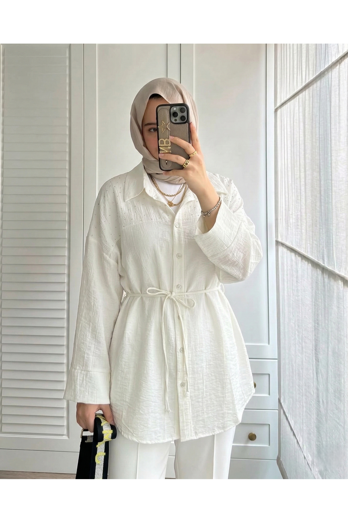 Roba Taş Detay Tunik-Ekru