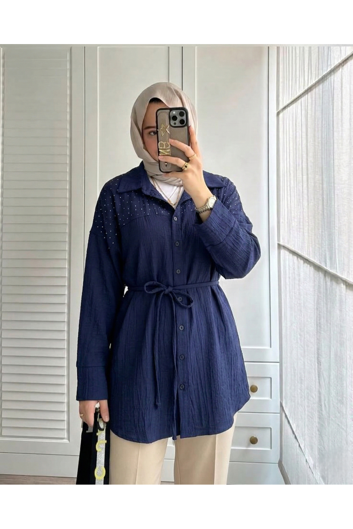 Roba Taş Detay Tunik-Lacivert