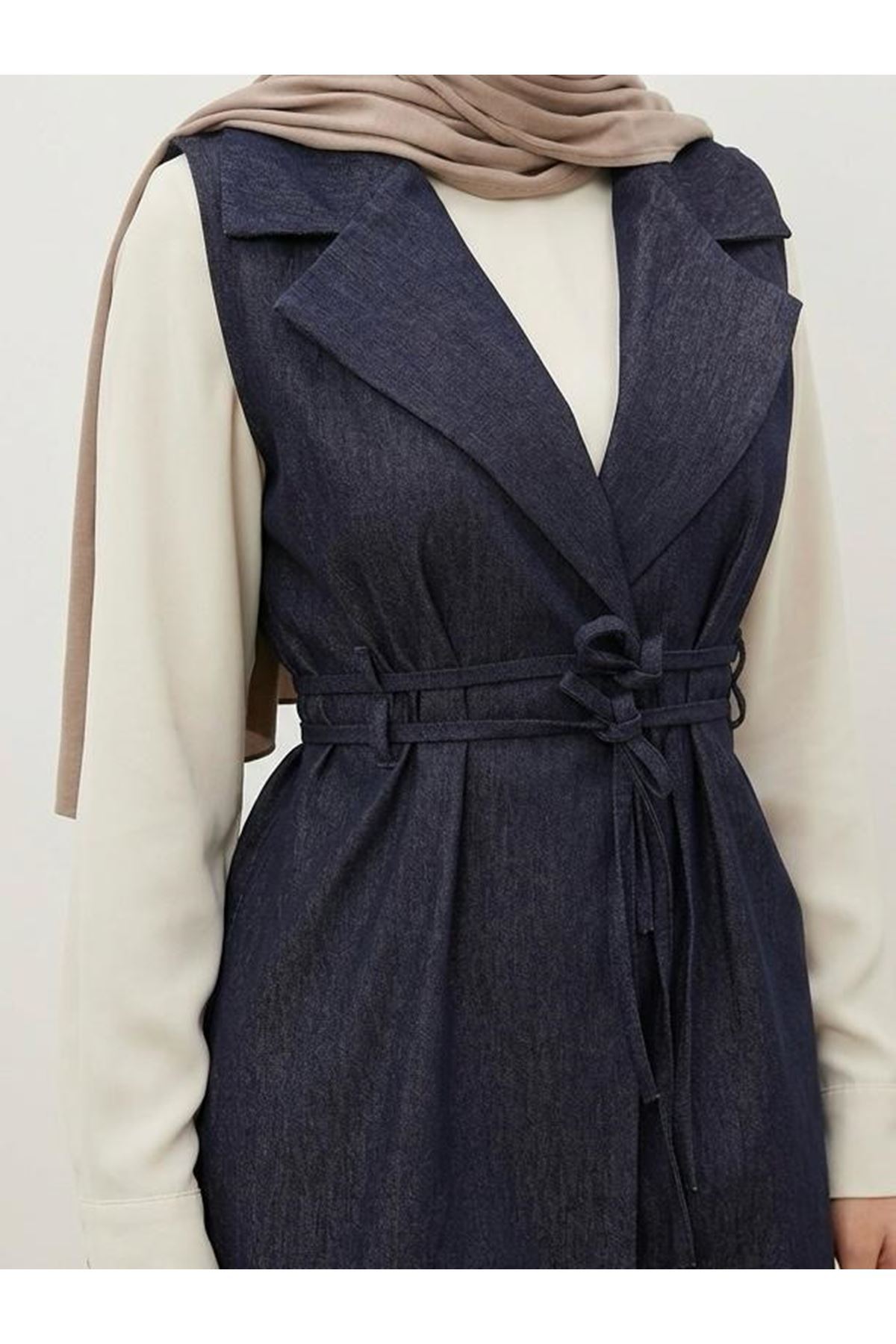 Yaka Detay Yelek-Lacivert