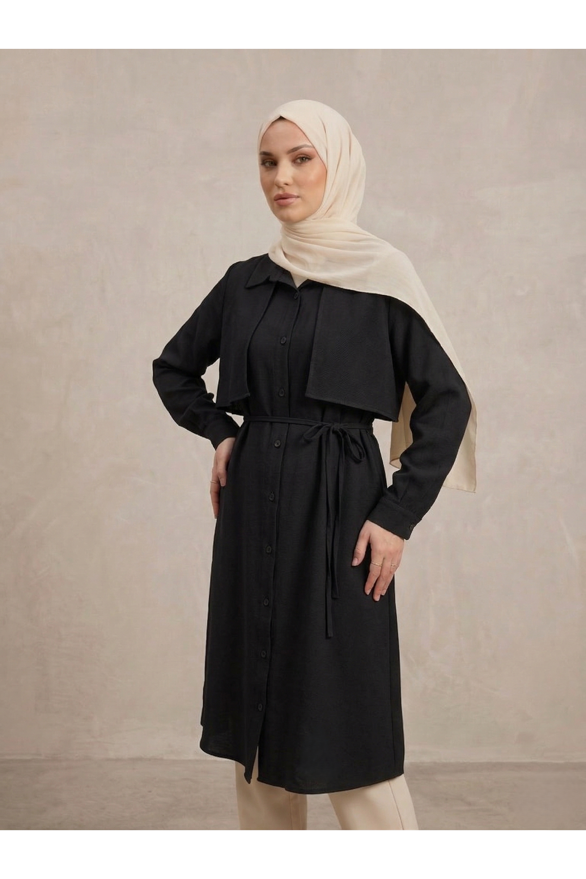 Çift Taraflı Aller Uzun Tunik-Siyah