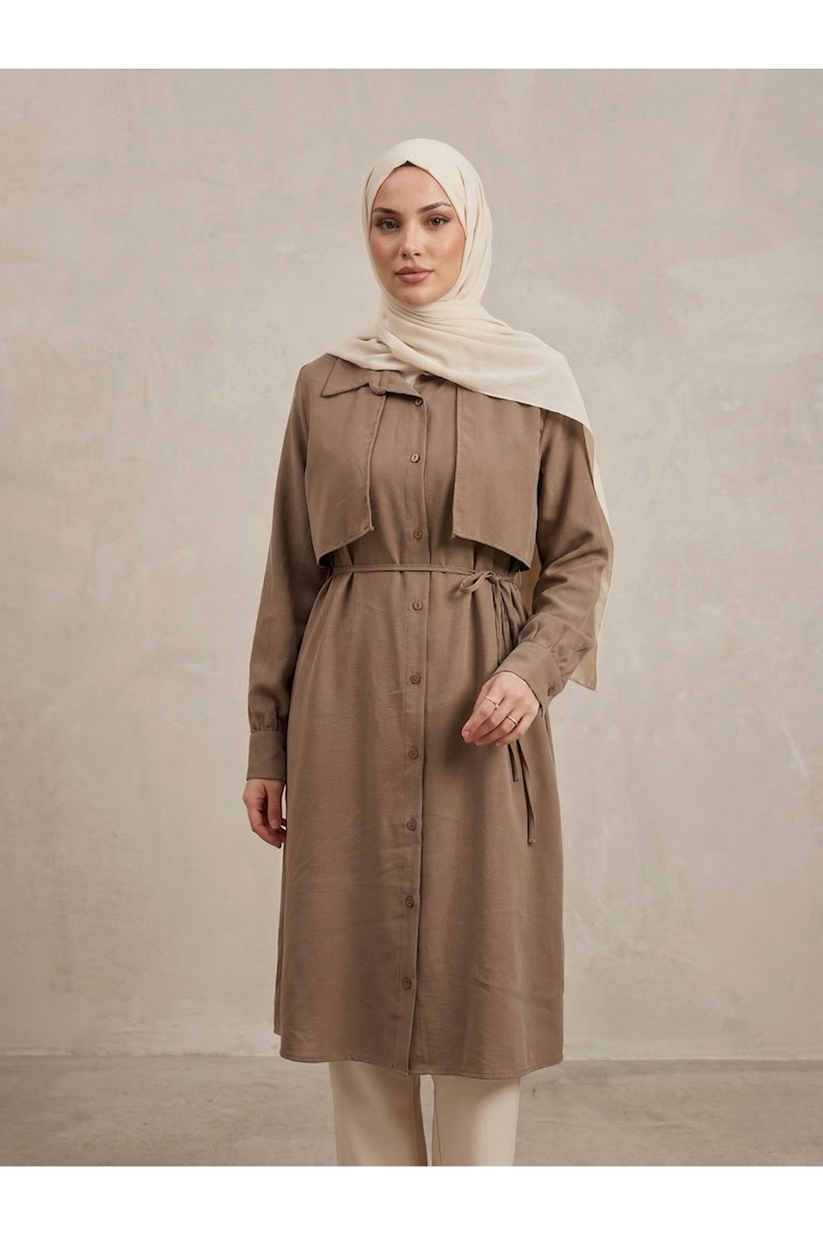 Çift Taraflı Aller Uzun Tunik-Vizon