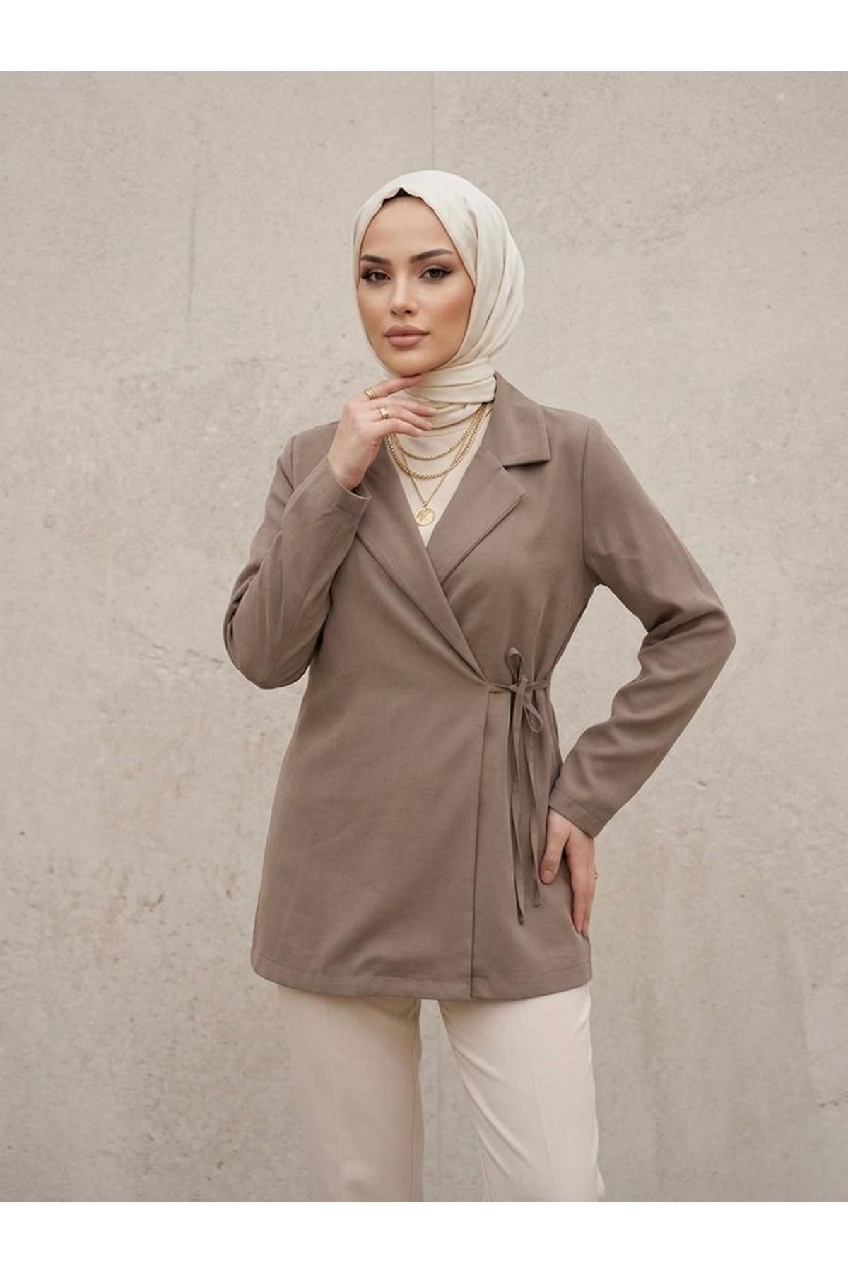 Yandan Bağlamalı Ceket-Vizon