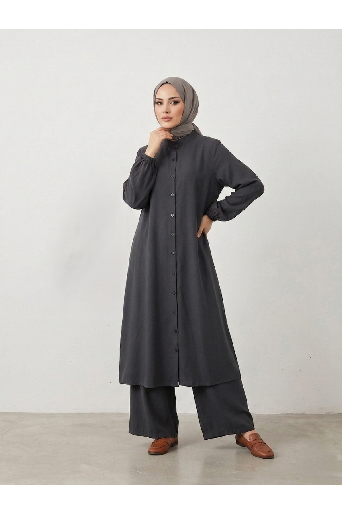 Hakim Yaka Uzun Pantolonlu Takım-Antrasit
