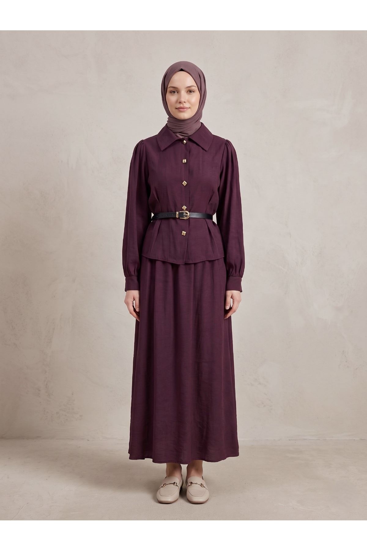 Ön Pensli Etekli Takım-Bordo