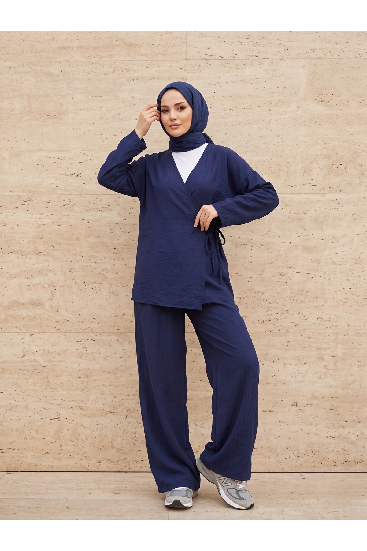 Yan Bağlamalı Çilek Takım-Lacivert