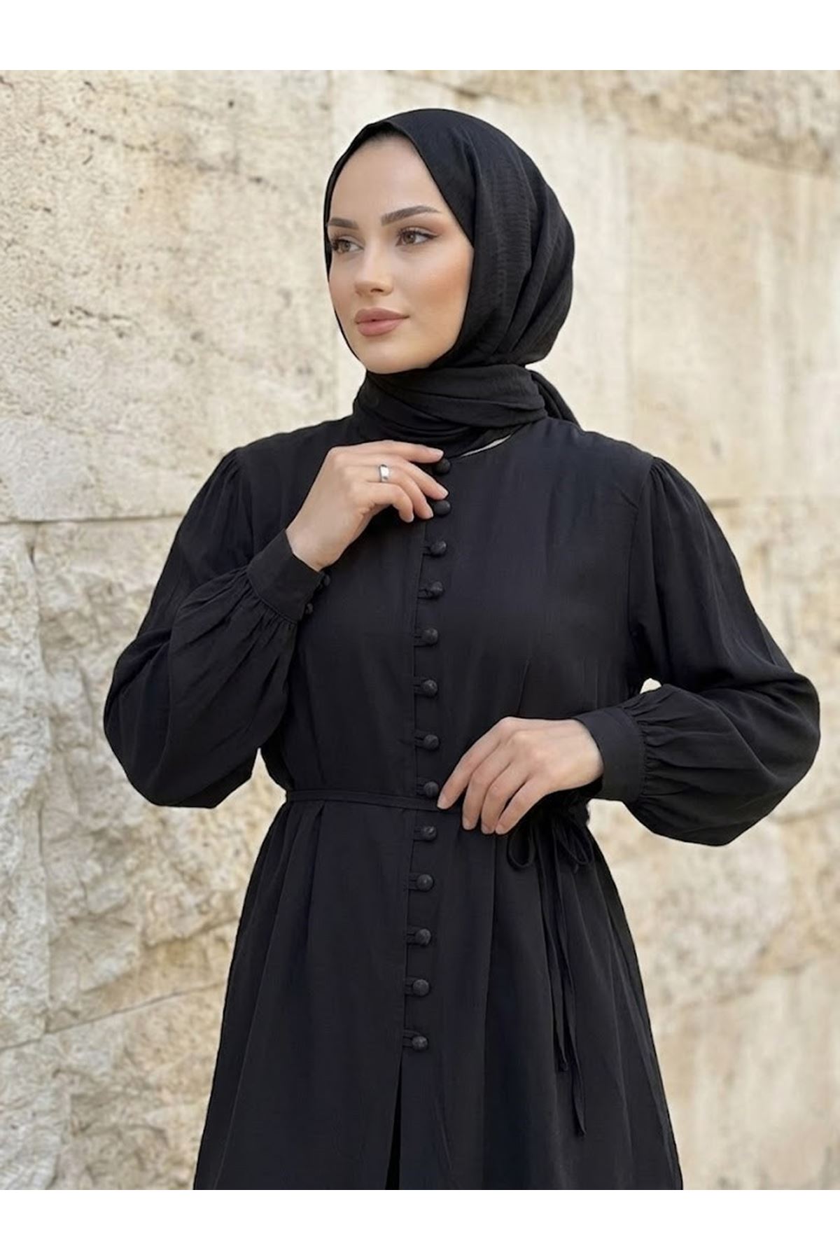 Ön Biritli Pantolonlu Takım-Siyah