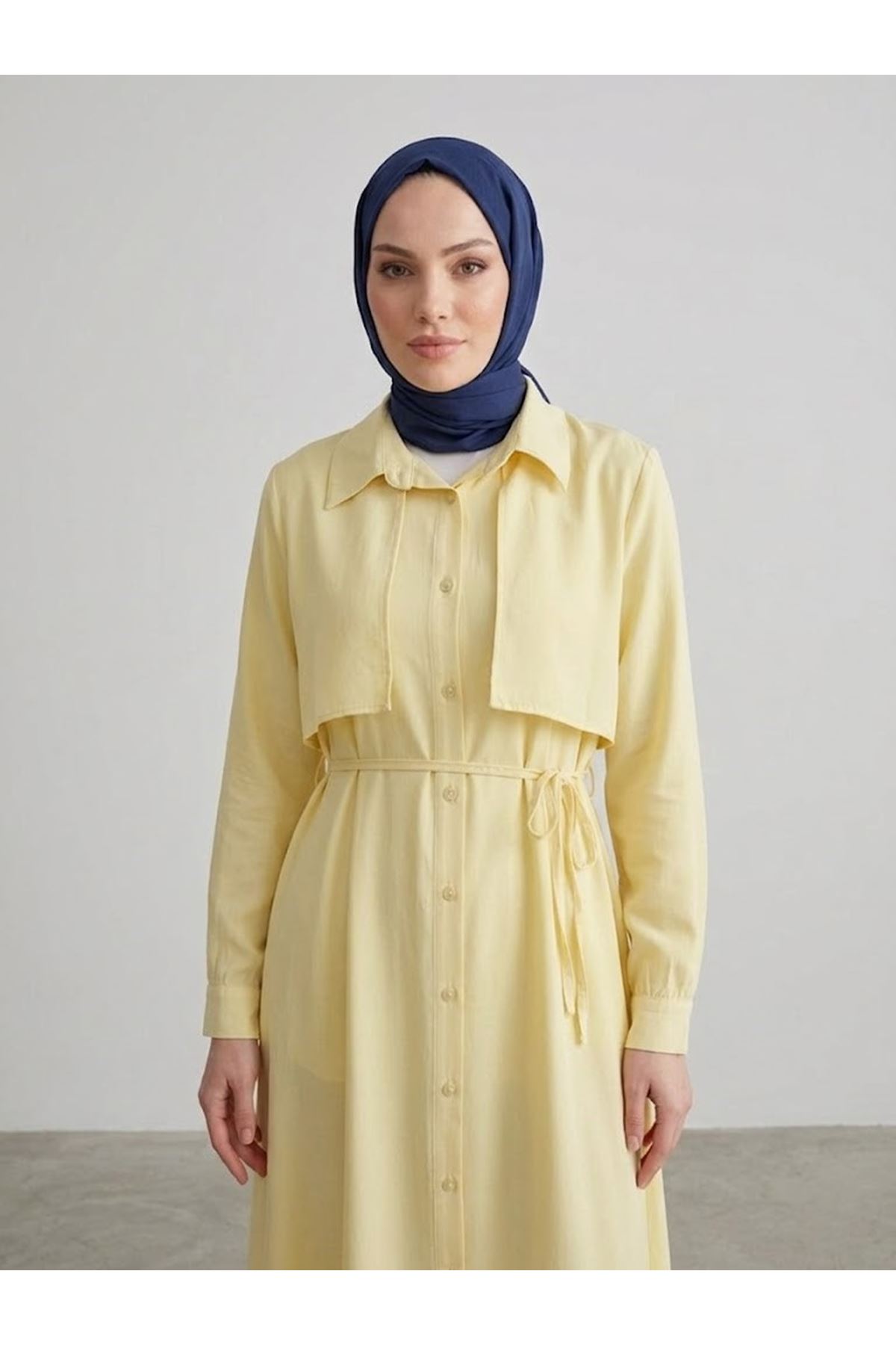 Aller Detay Patlı Elbise-Sarı