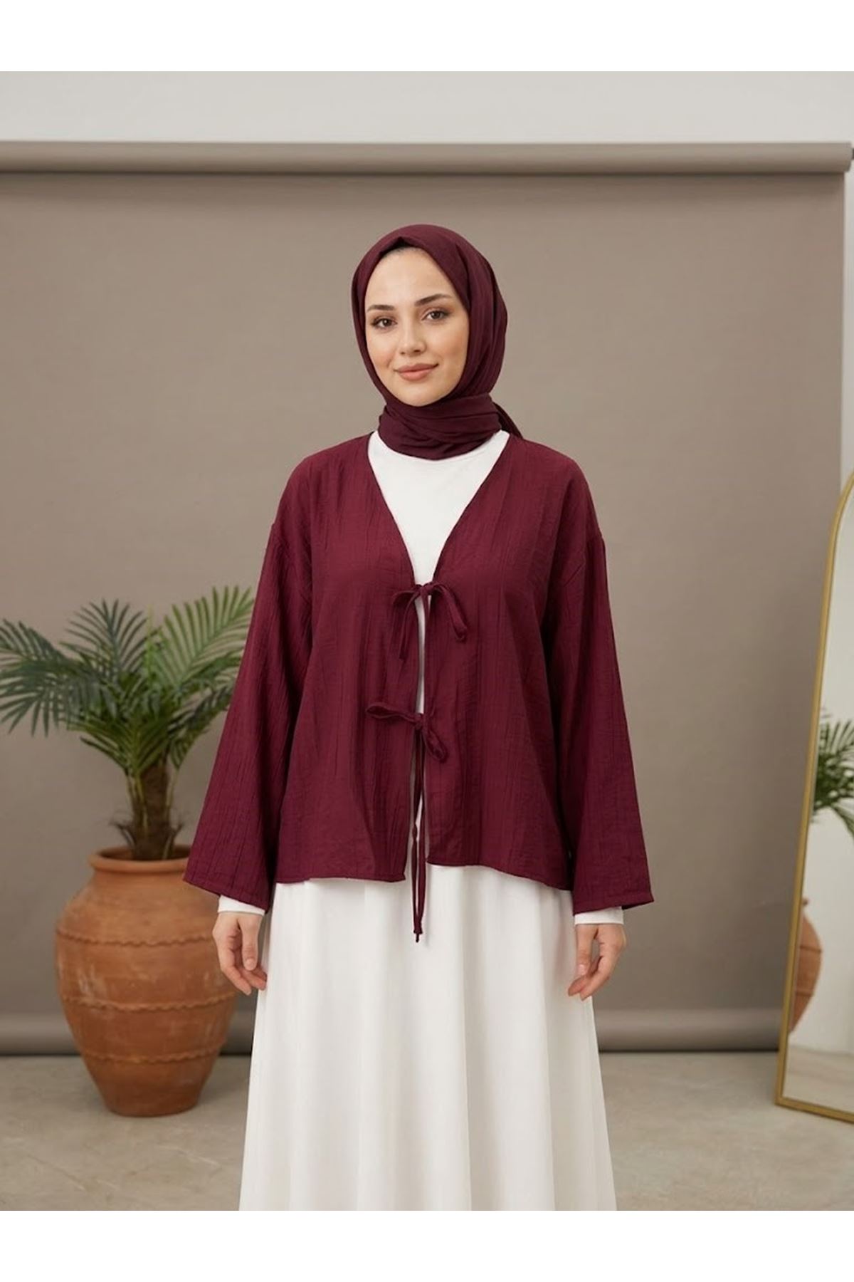 Ön BağlamalıTunik-Bordo