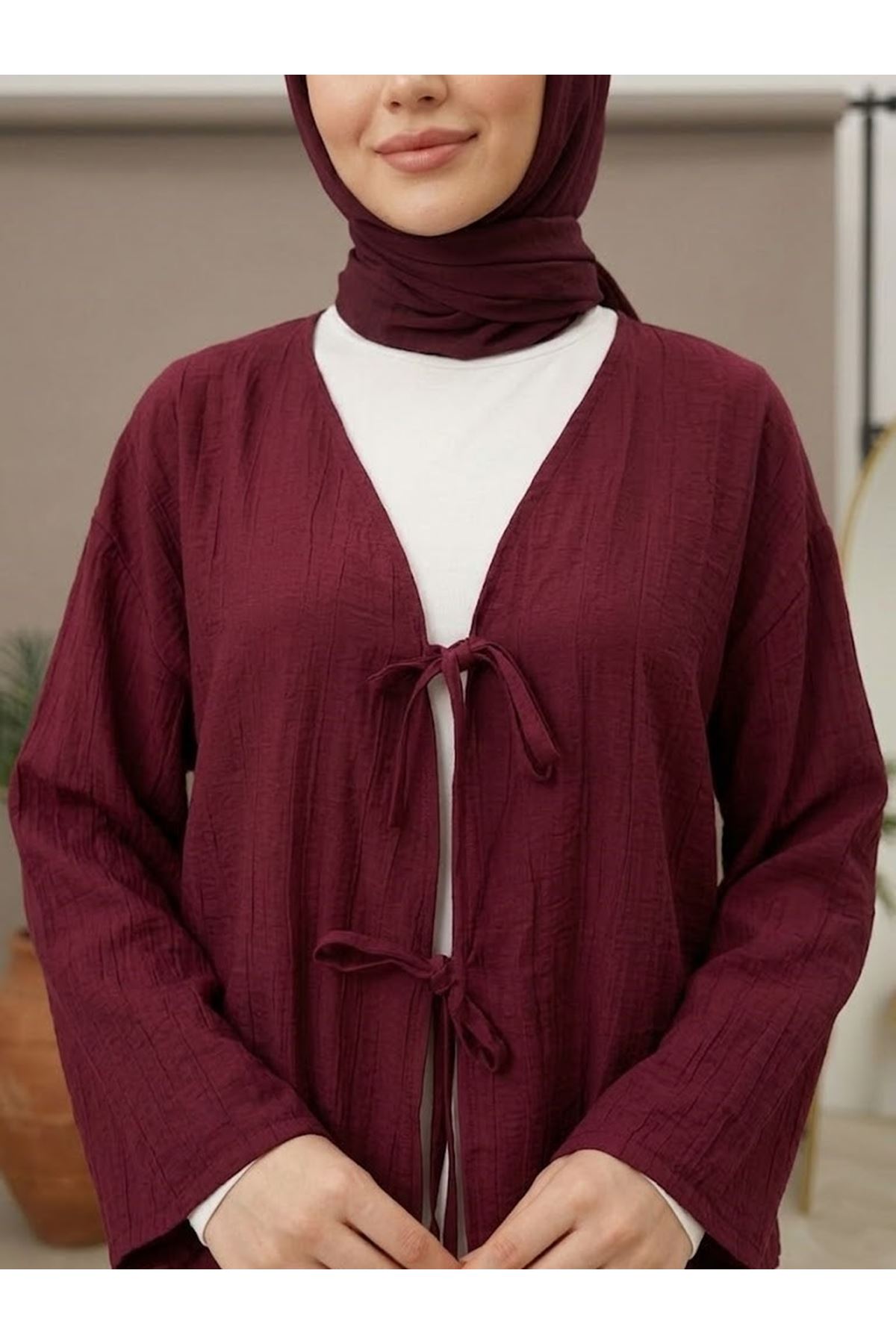 Ön BağlamalıTunik-Bordo