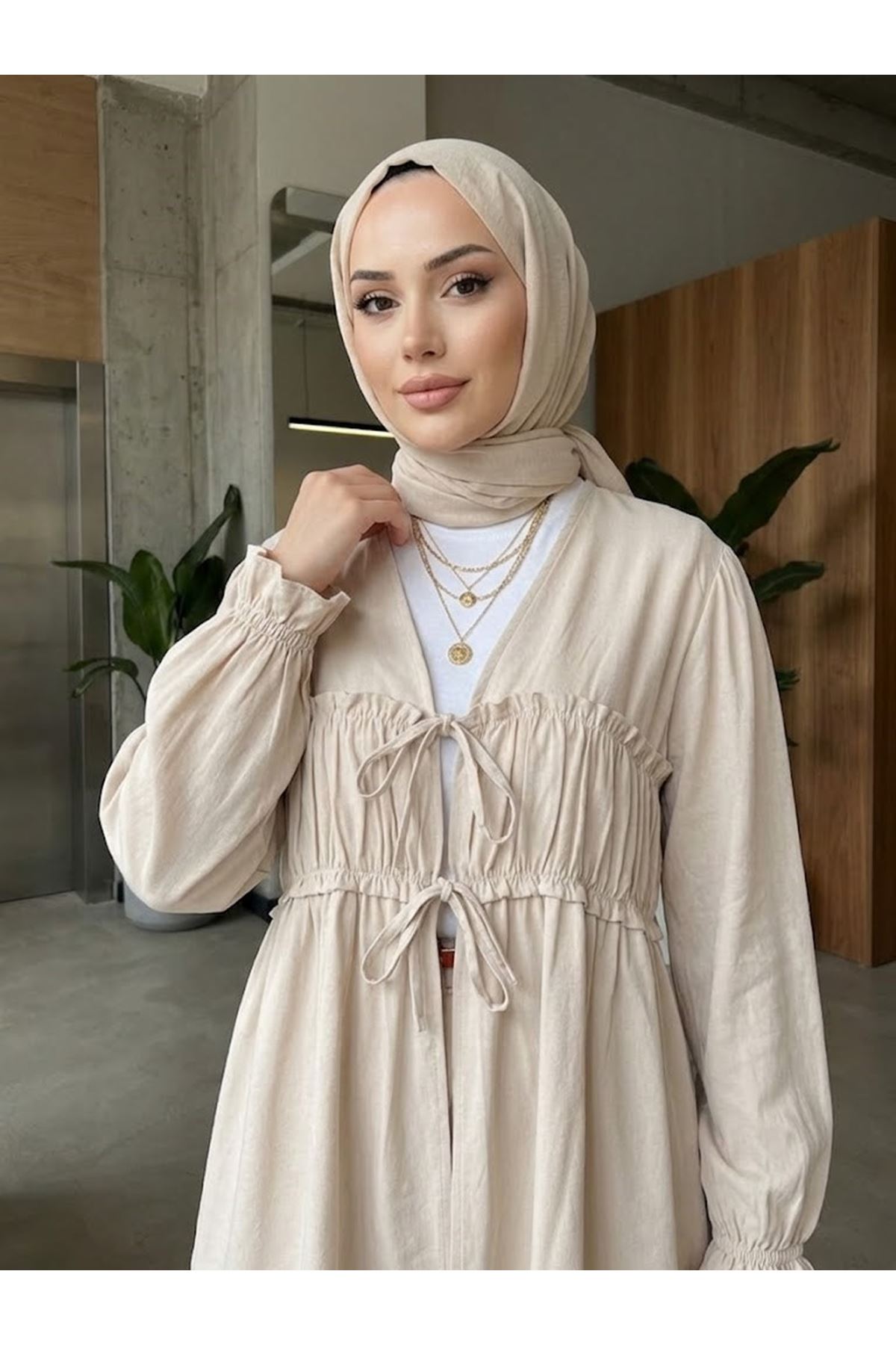 Büzgülü Bağlamalı Pantolonlu Takım-Taş