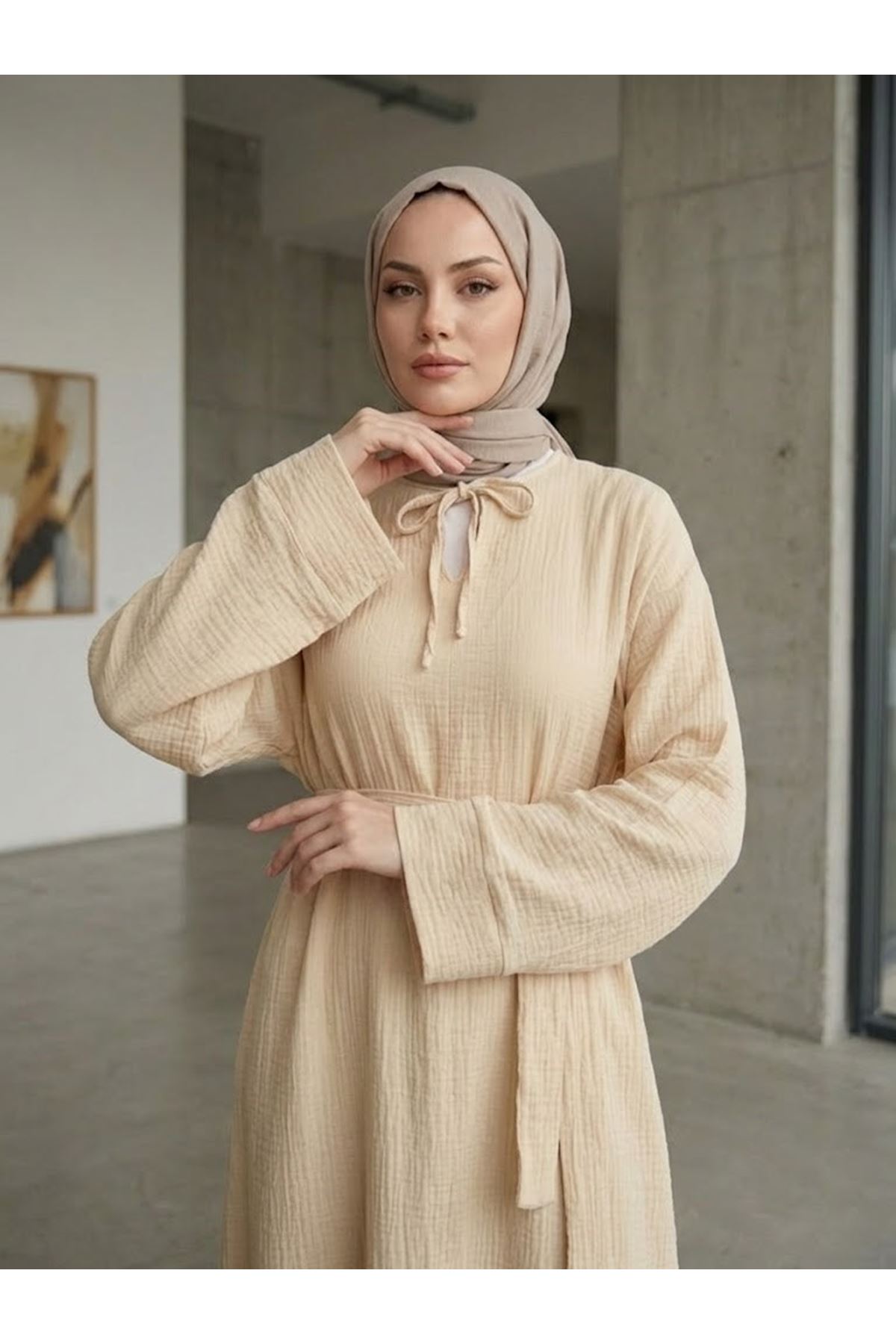 Yarasa Elbise-Bej