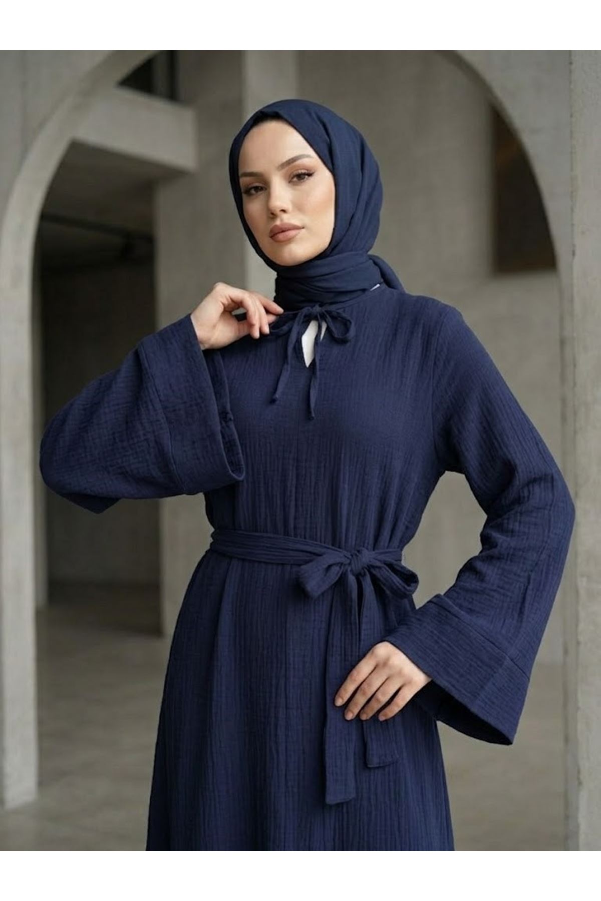 Yarasa Elbise-Lacivert